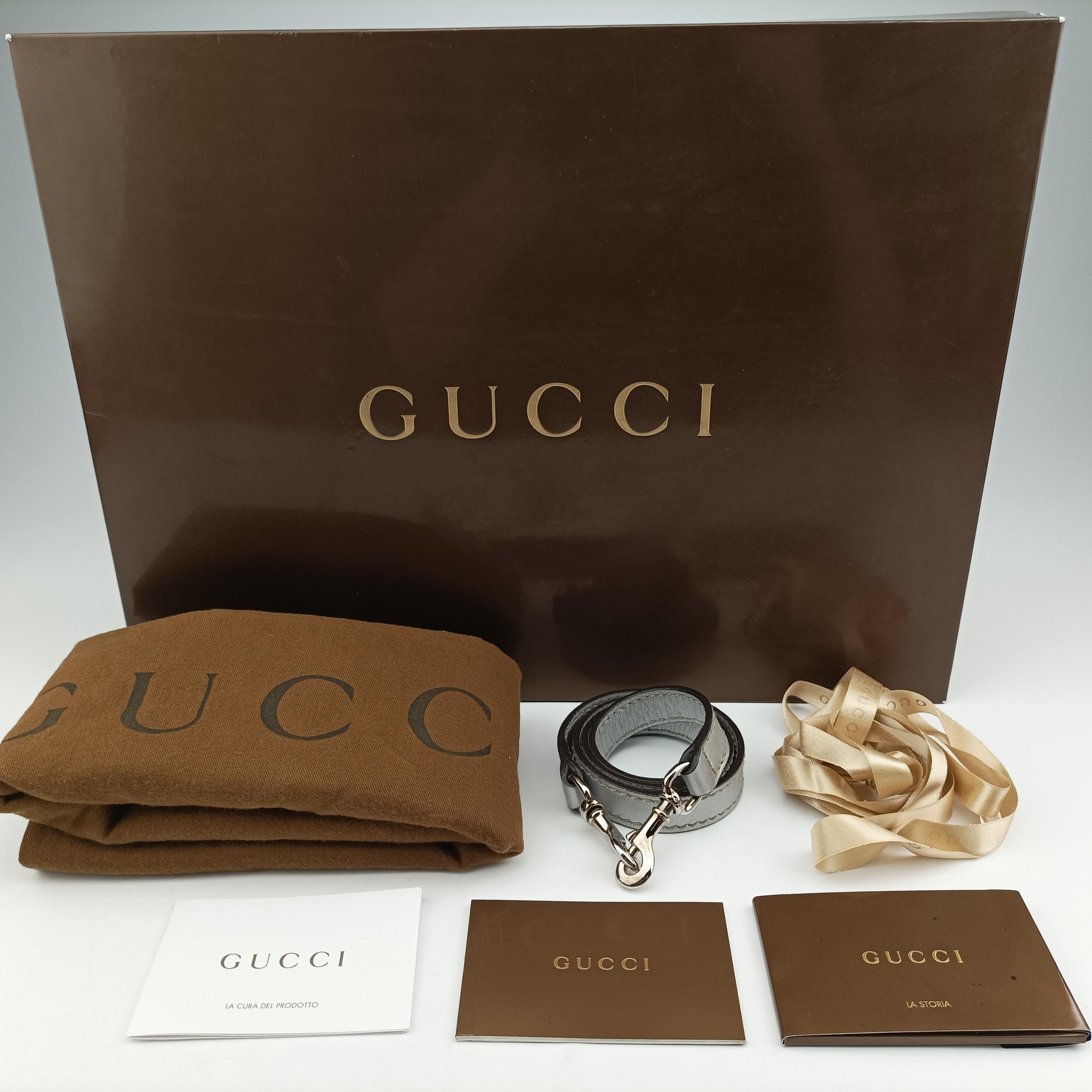 Pre-owned Gucci Sukey GUCCISSIMA Silver Leather 223974 shoulderbag | stylenewstar