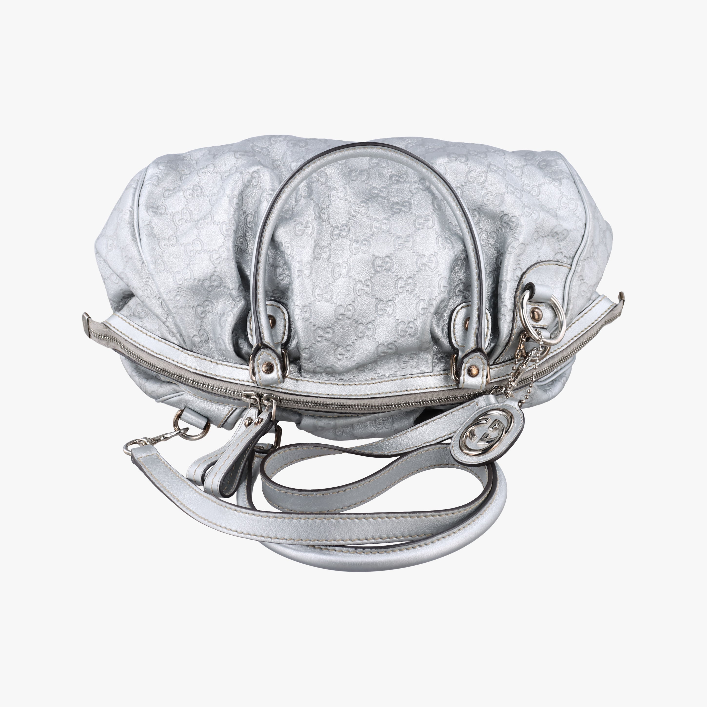 Pre-owned Gucci Sukey GUCCISSIMA Silver Leather 223974 shoulderbag | stylenewstar