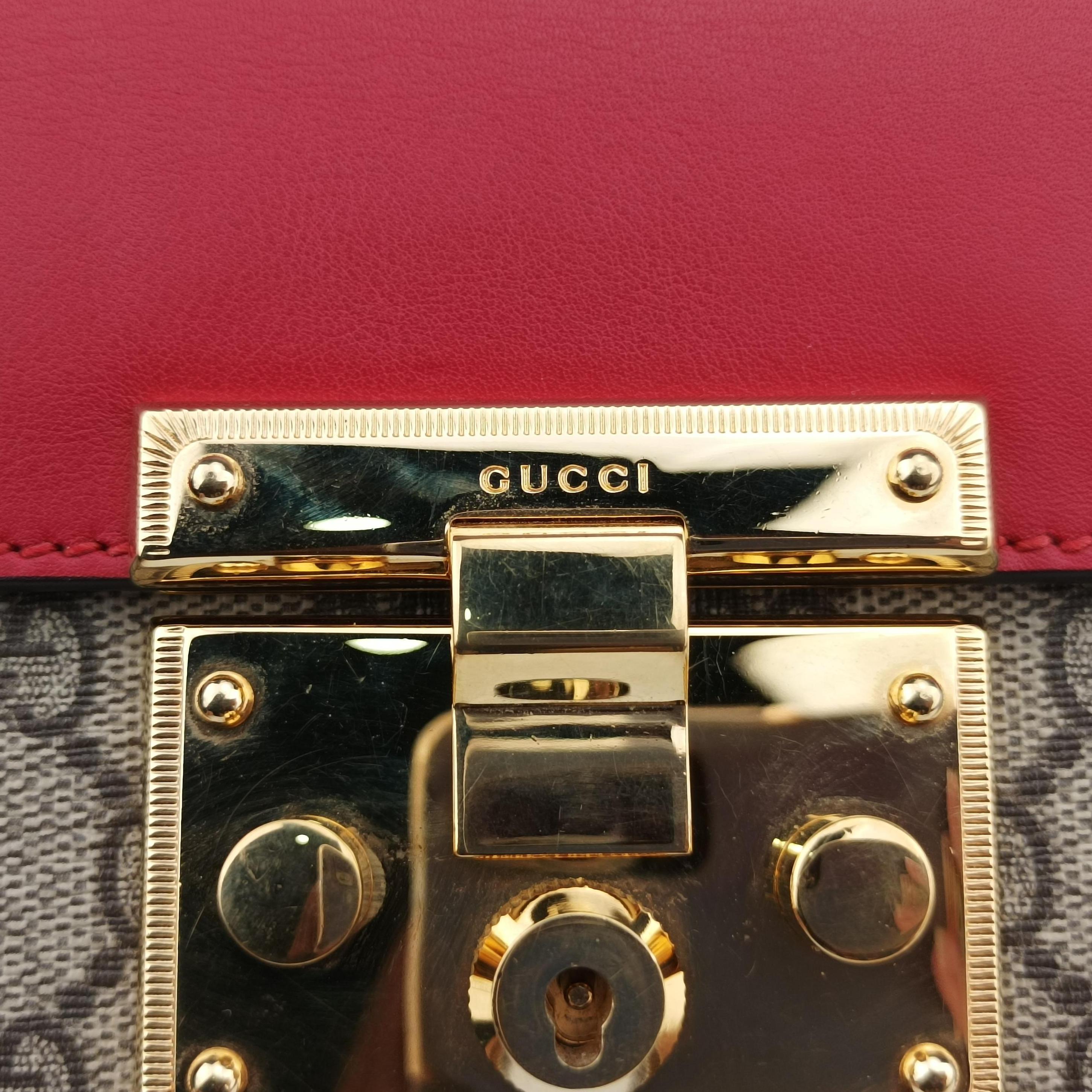 Vintage Gucci Padlock beige×red×pink PVC coated canvas×Leather 409487 shoulderbag | stylenewstar