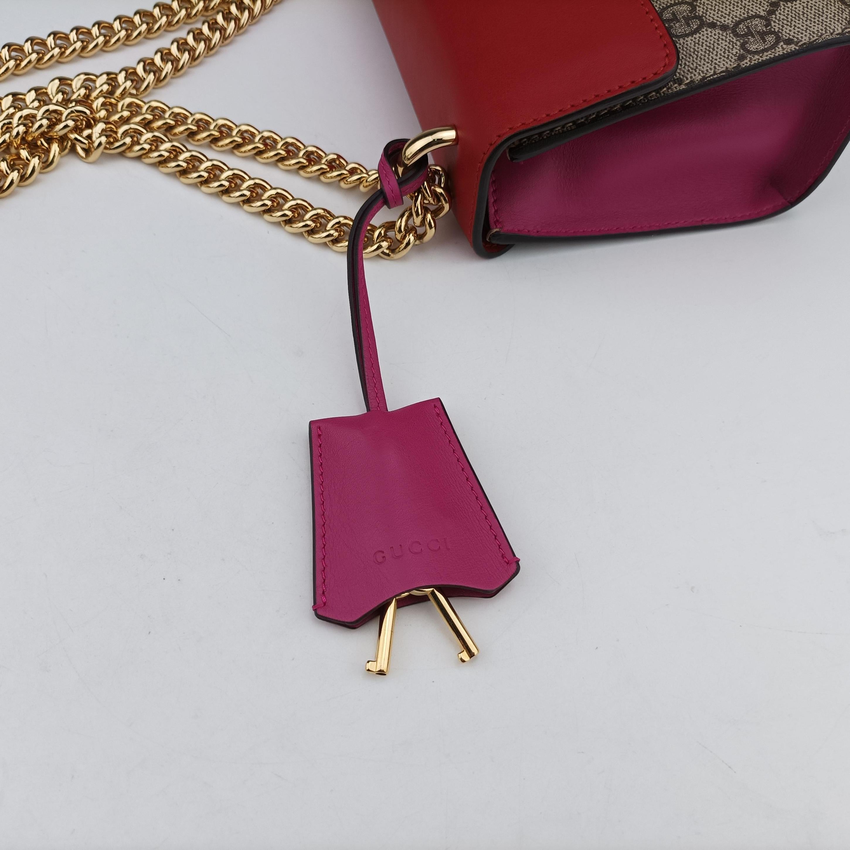 Vintage Gucci Padlock beige×red×pink PVC coated canvas×Leather 409487 shoulderbag | stylenewstar