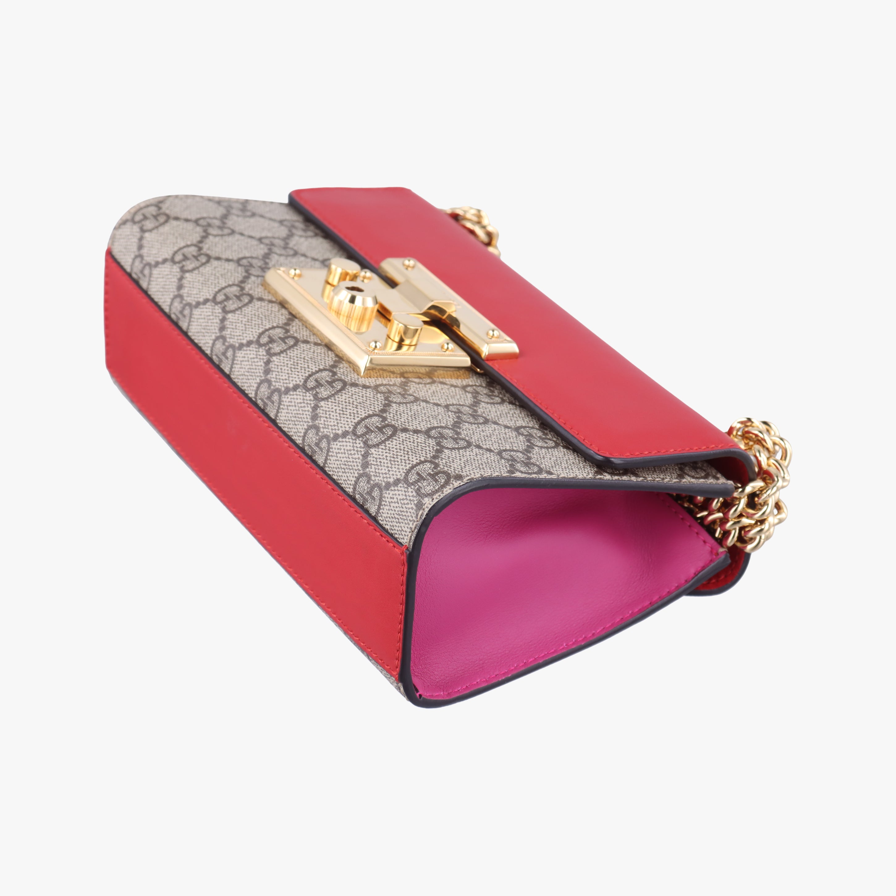 Vintage Gucci Padlock beige×red×pink PVC coated canvas×Leather 409487 shoulderbag | stylenewstar