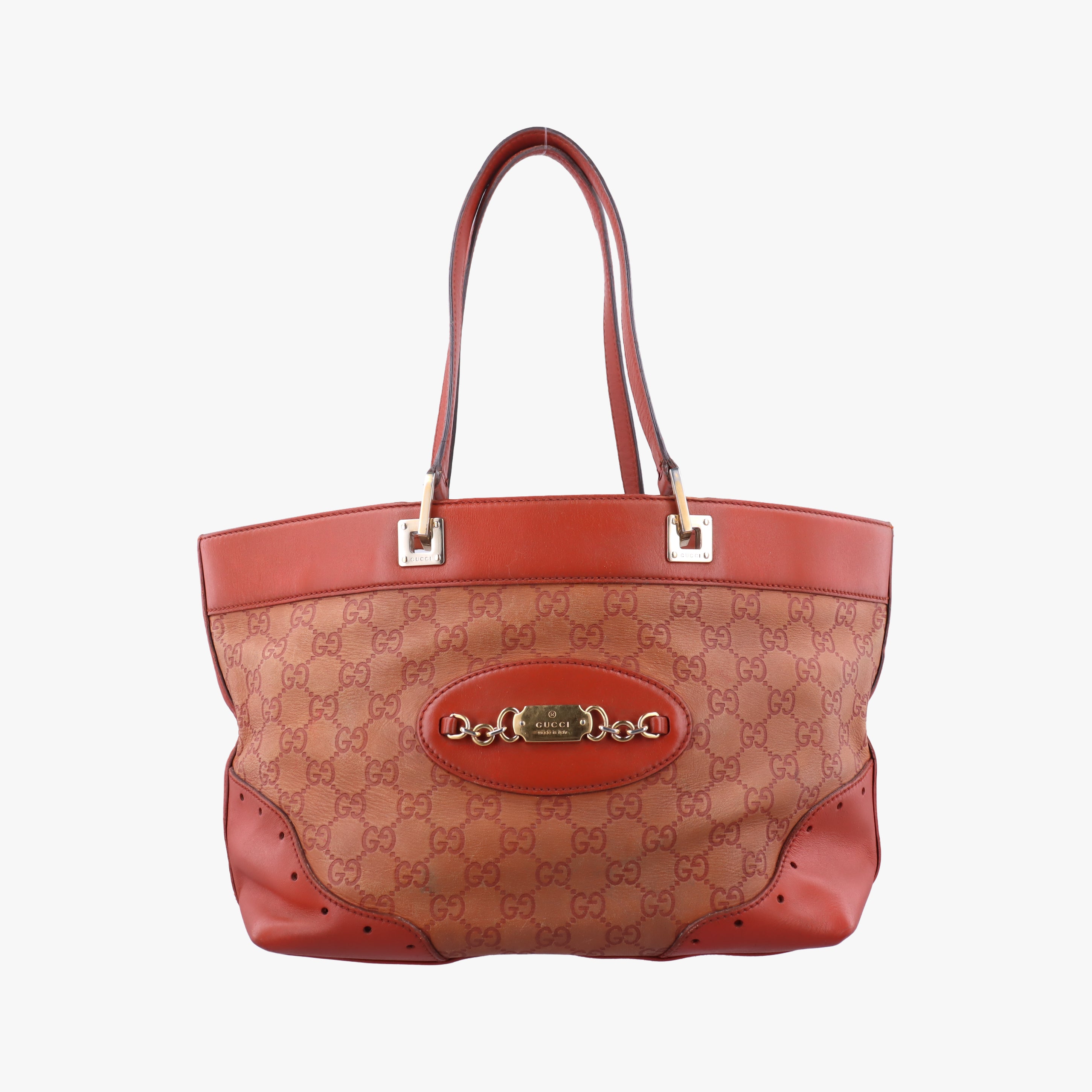 Pre-owned Gucci logo plate Orange Leather 145993 handbag | stylenewstar