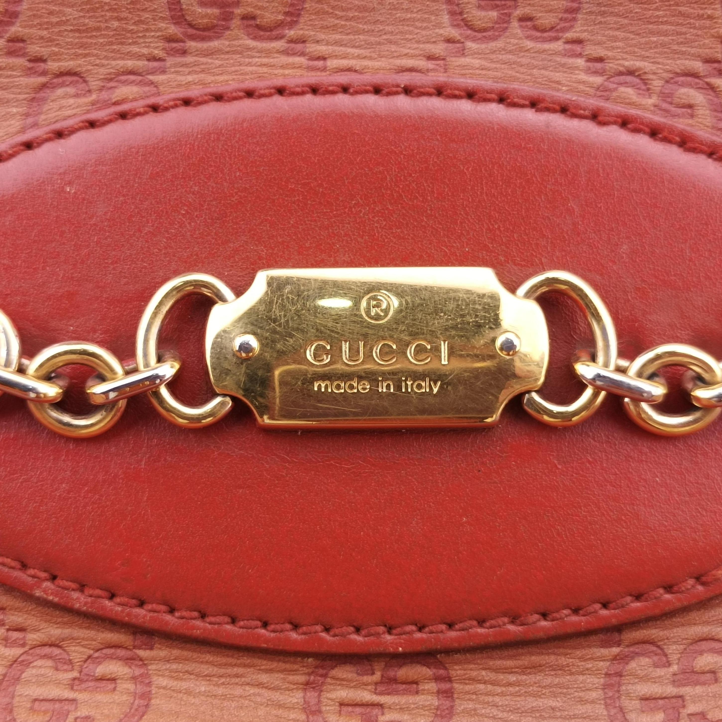 Pre-owned Gucci logo plate Orange Leather 145993 handbag | stylenewstar