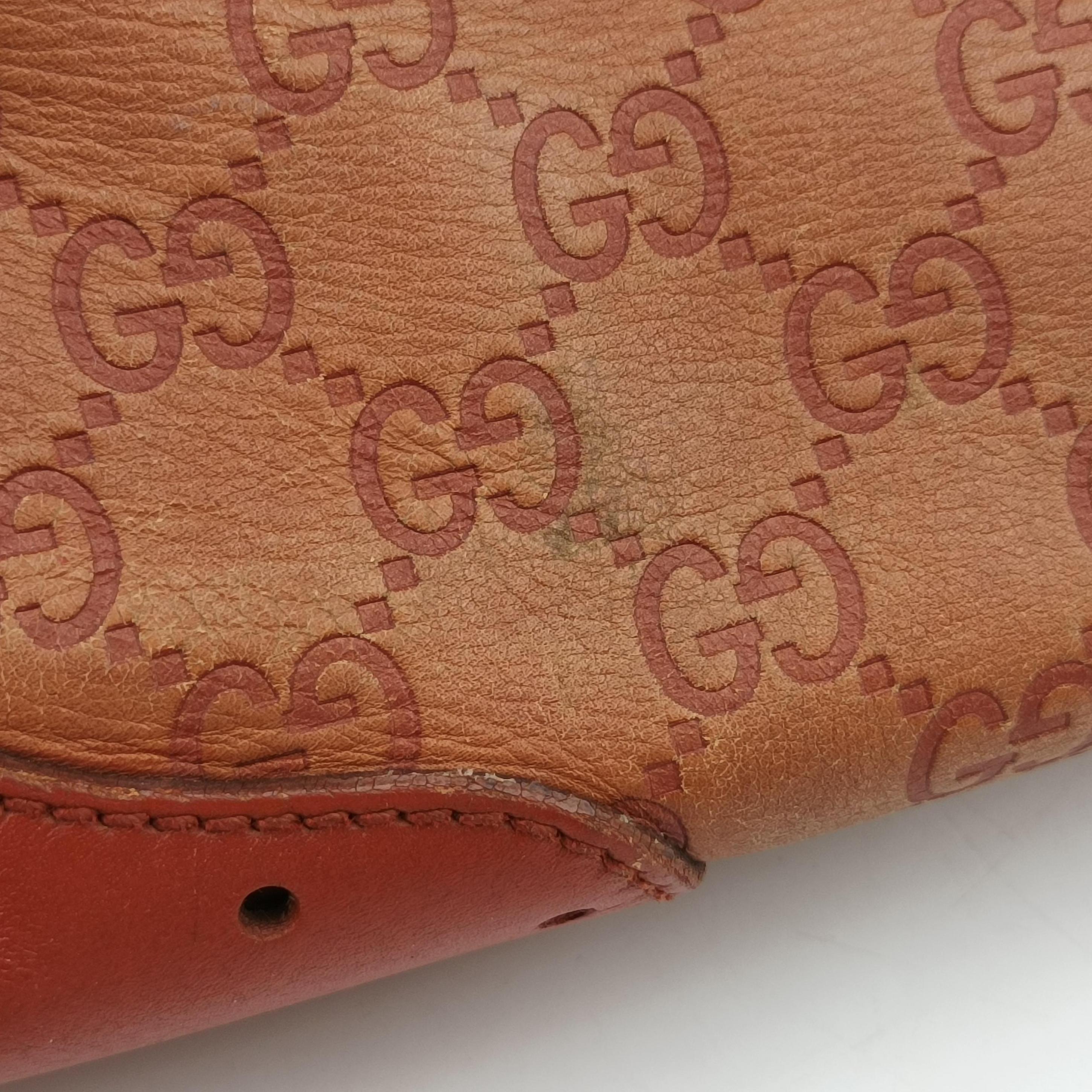 Pre-owned Gucci logo plate Orange Leather 145993 handbag | stylenewstar