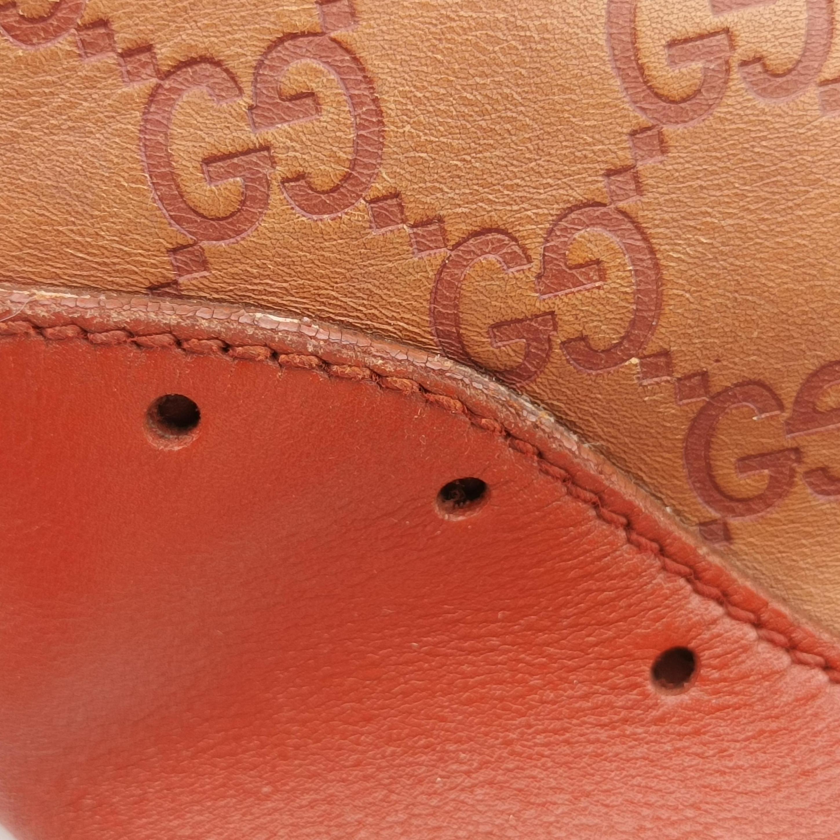 Pre-owned Gucci logo plate Orange Leather 145993 handbag | stylenewstar