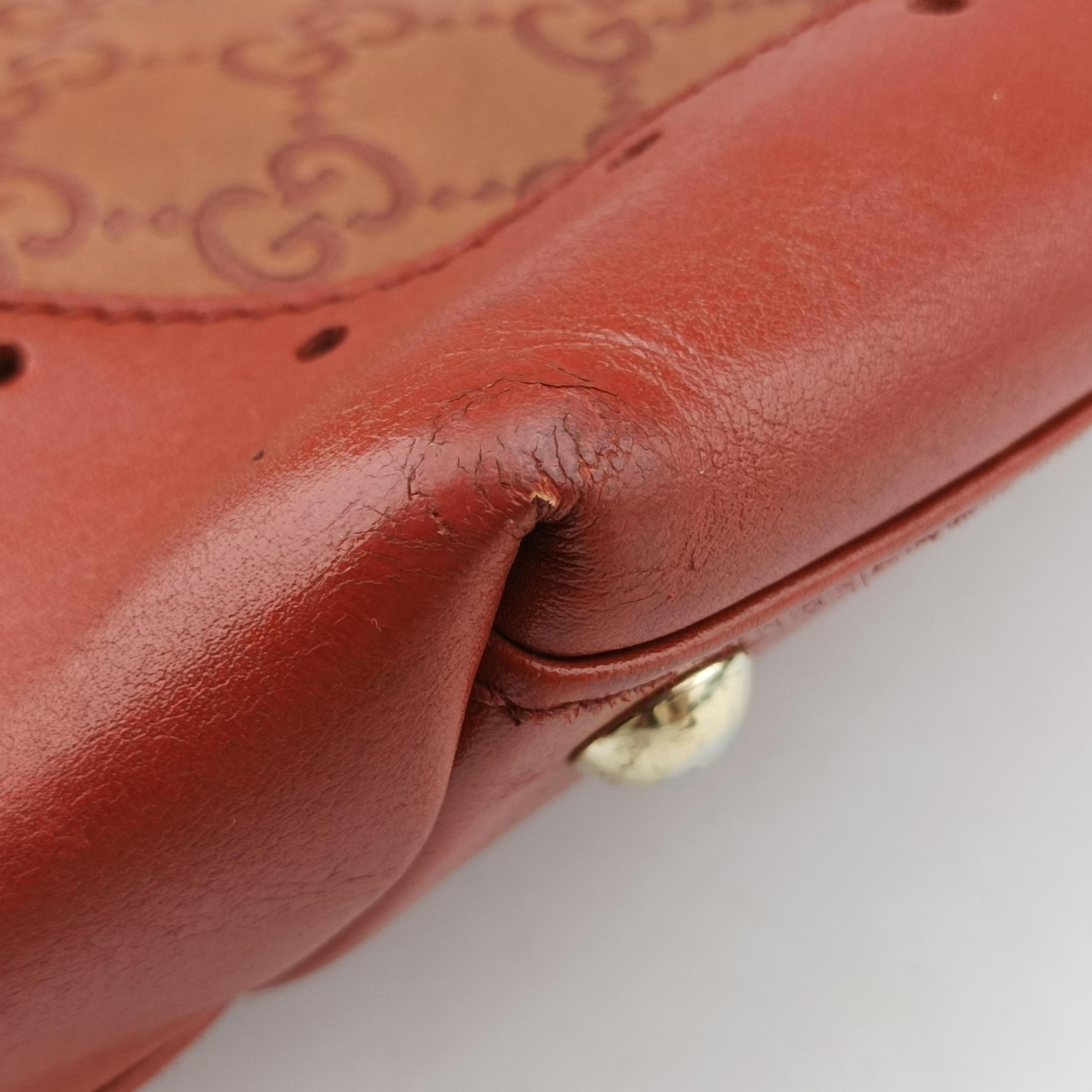 Pre-owned Gucci logo plate Orange Leather 145993 handbag | stylenewstar