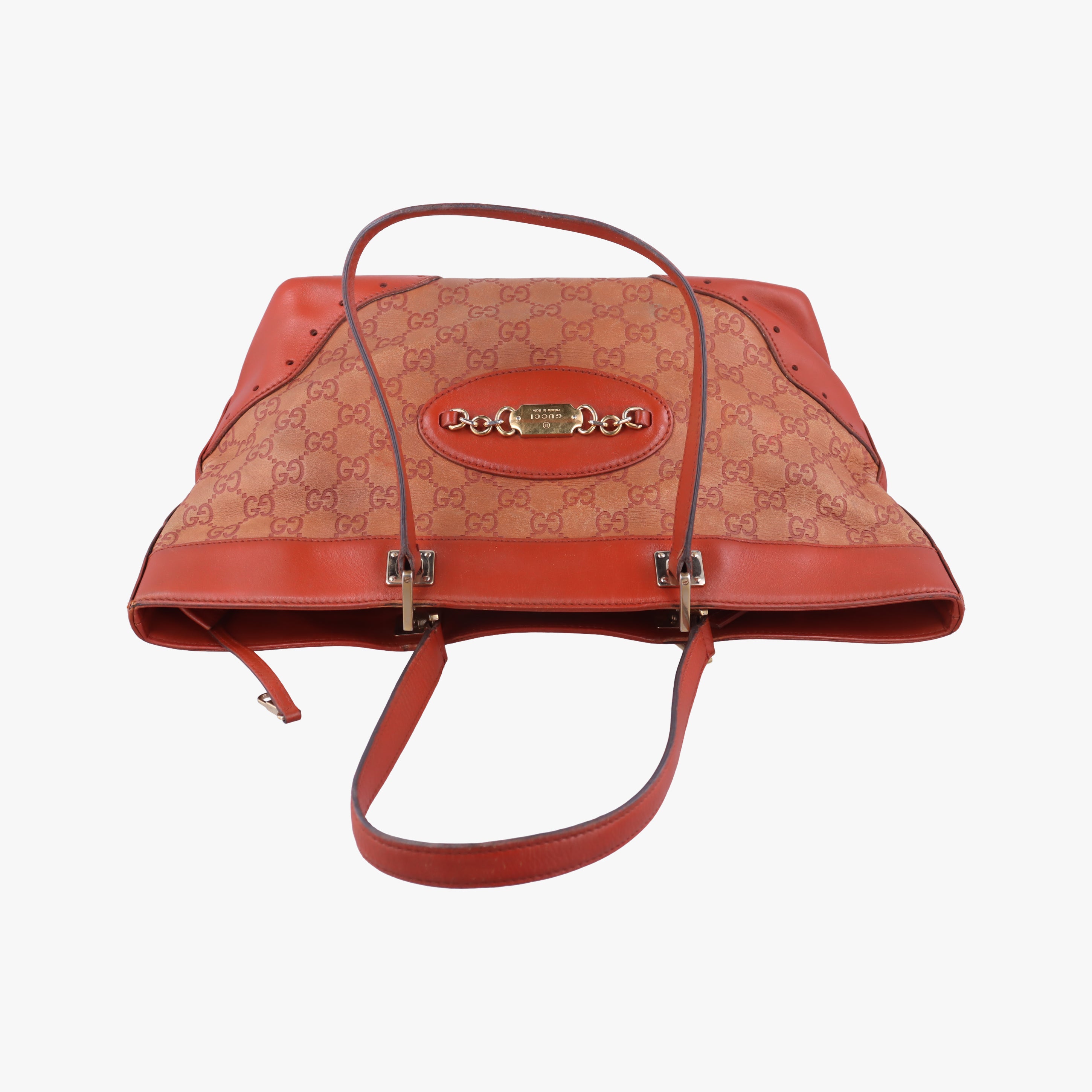Pre-owned Gucci logo plate Orange Leather 145993 handbag | stylenewstar