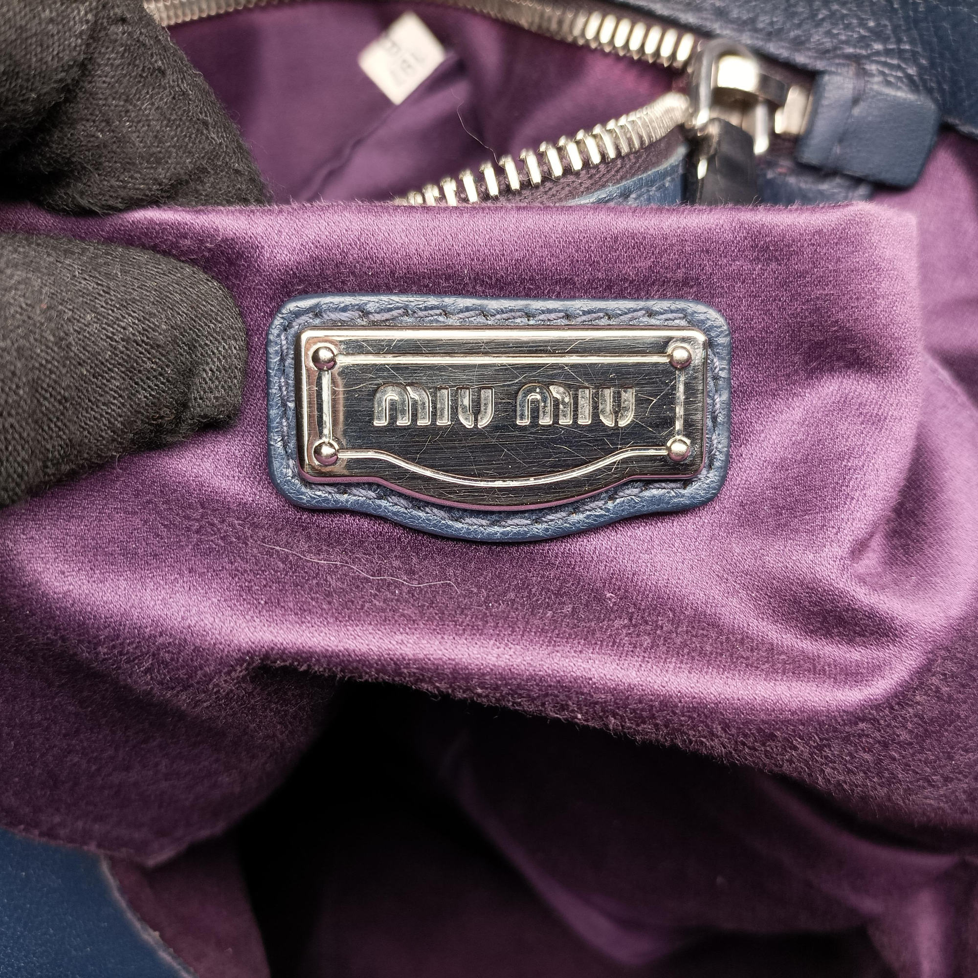 Pre-owned Miu Miu Matelasse Navy Leather RR1782 shoulderbag | stylenewstar