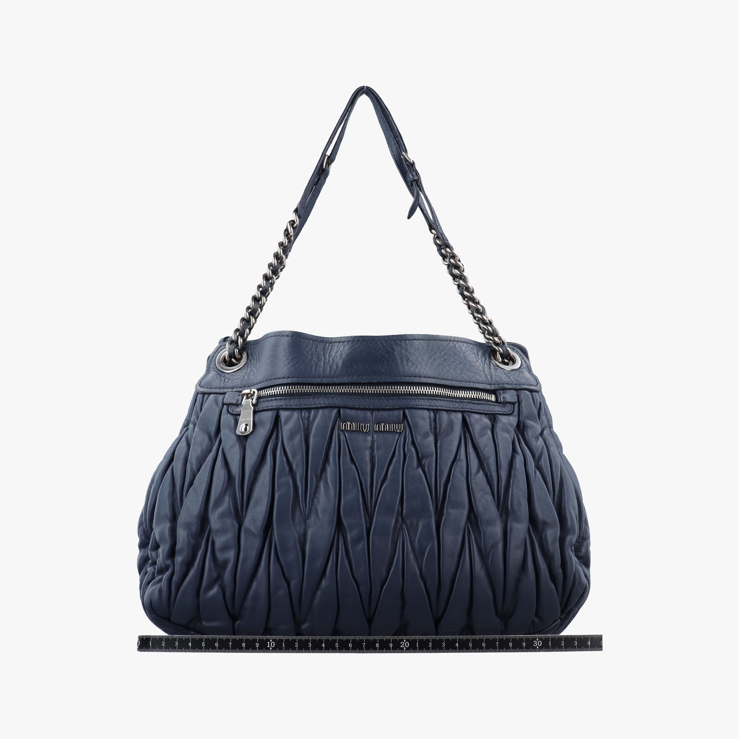 Pre-owned Miu Miu Matelasse Navy Leather RR1782 shoulderbag | stylenewstar