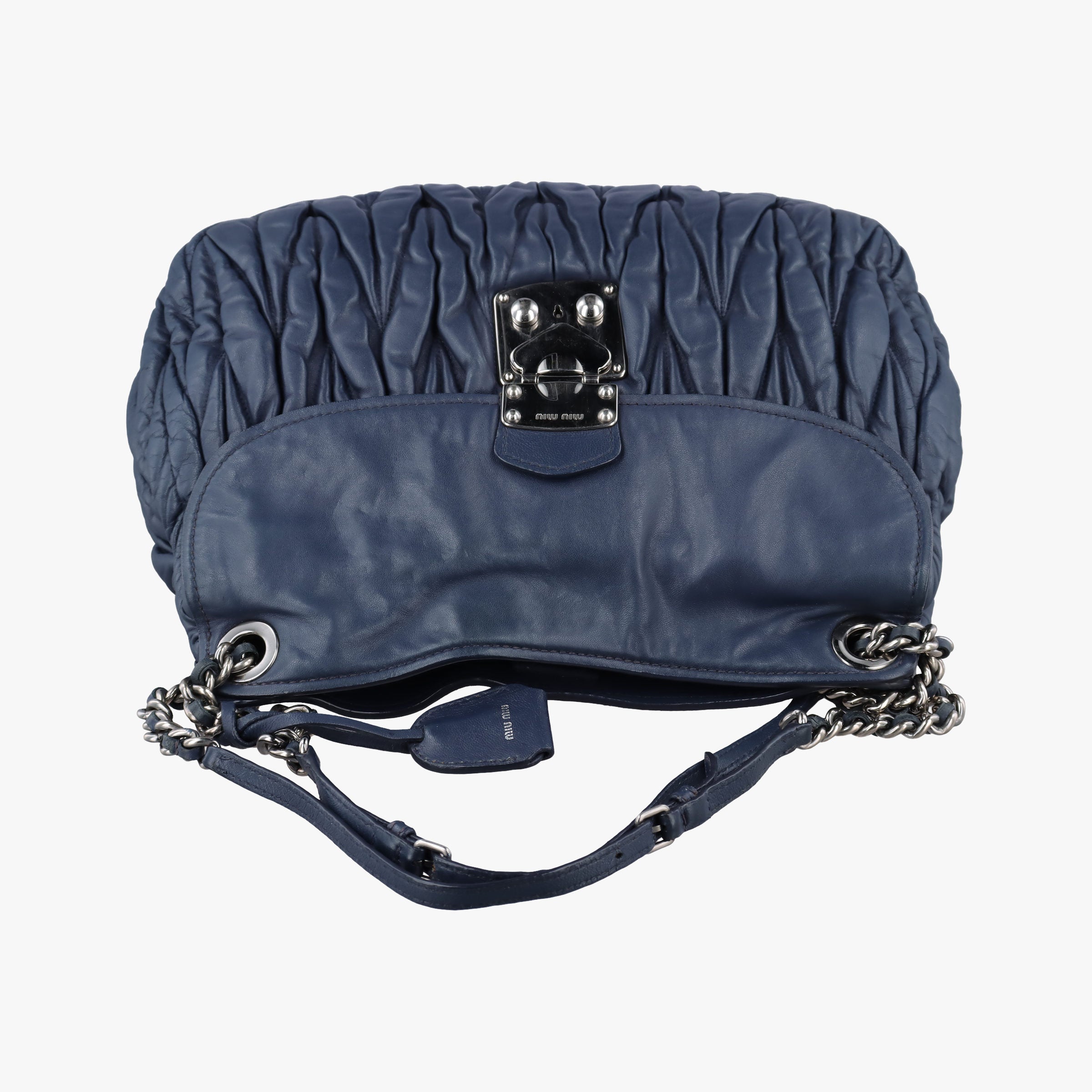 Pre-owned Miu Miu Matelasse Navy Leather RR1782 shoulderbag | stylenewstar
