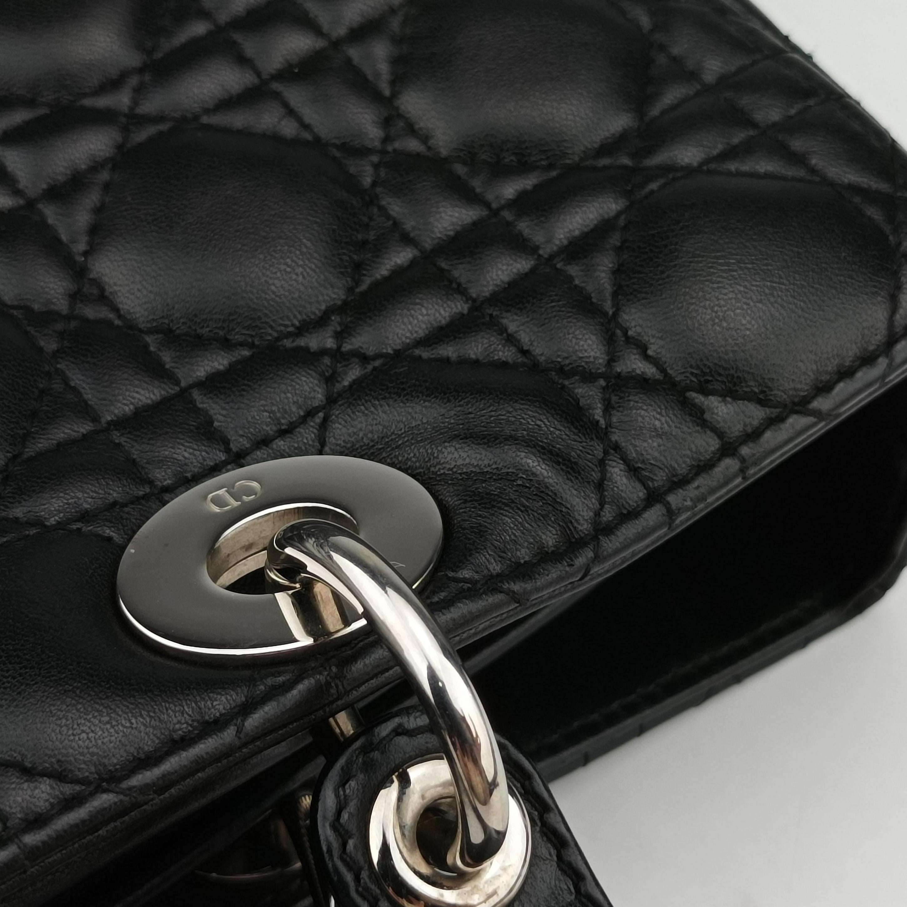 Pre-owned Christian Dior Lady Dior Black lambskin  handbag | stylenewstar