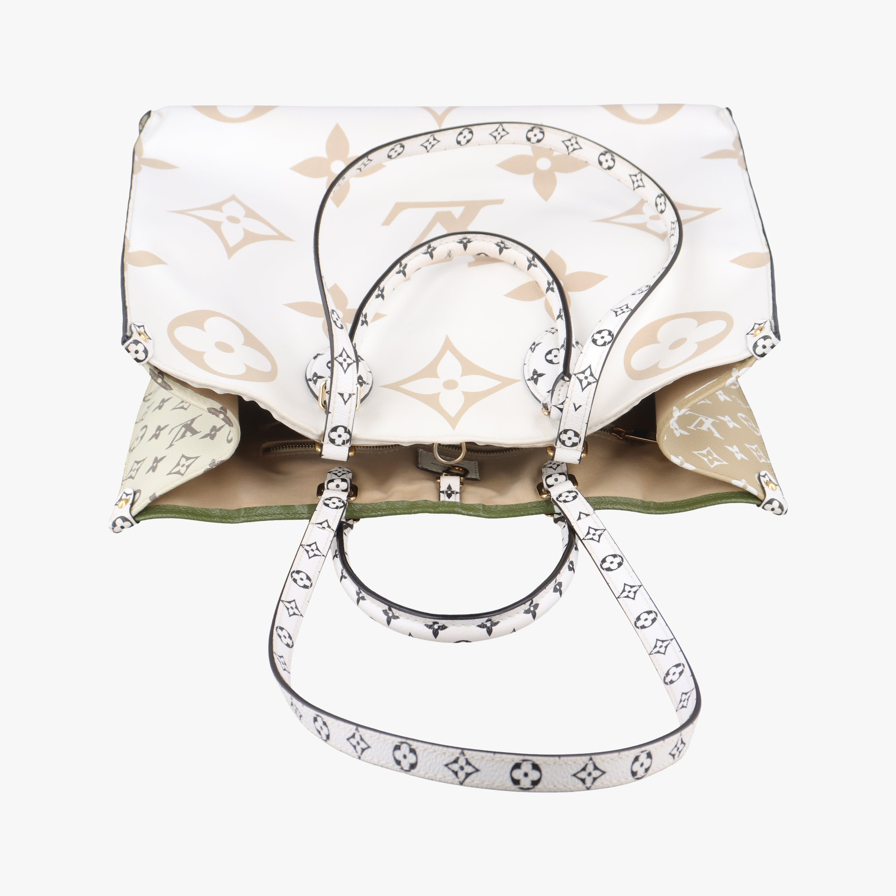 Pre-owned Louis Vuitton On The Go GM CREME×green×multicolor Monogram Giant M44571 shoulderbag | stylenewstar