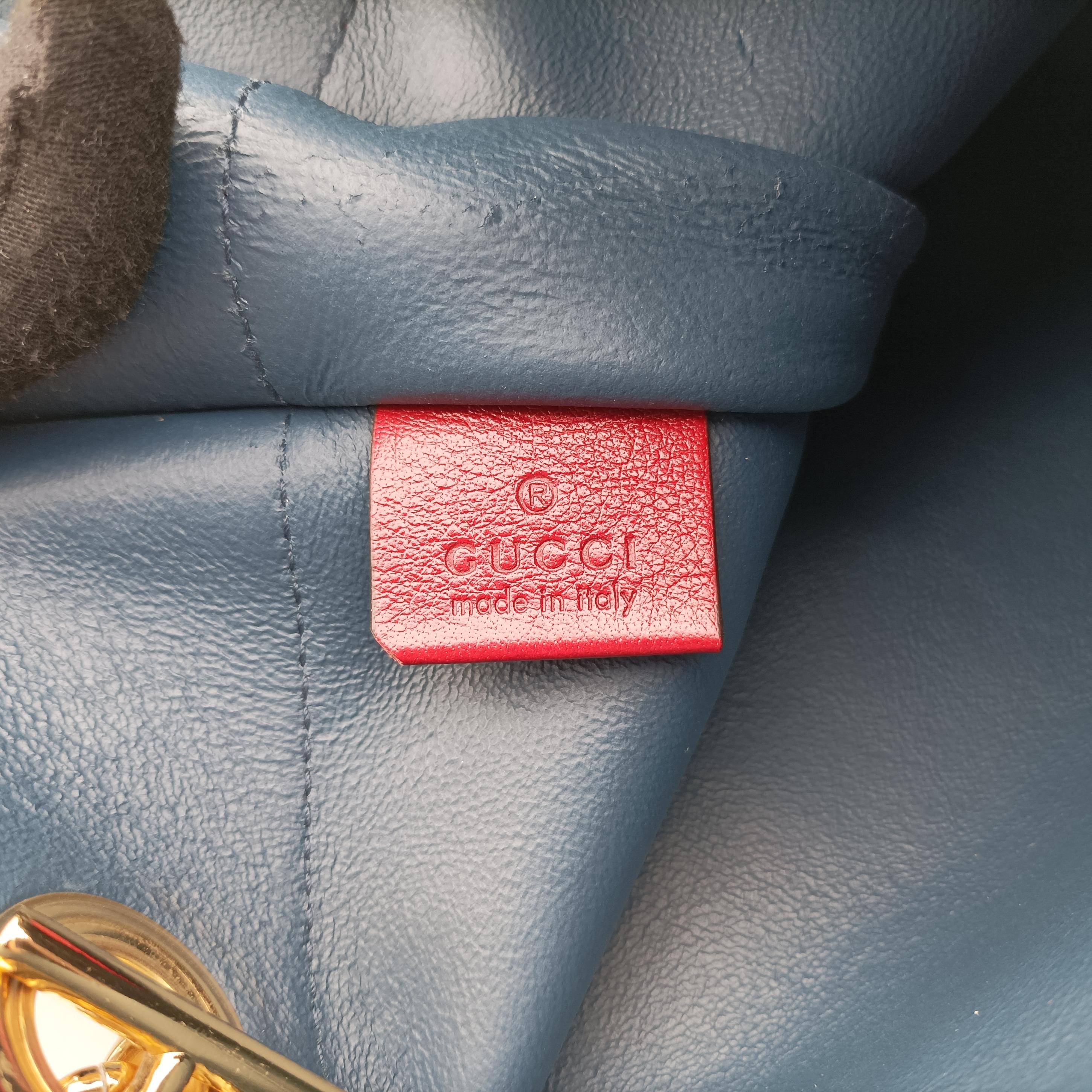 Vintage Gucci Rajah Navy×red Suede 537219 shoulderbag | stylenewstar