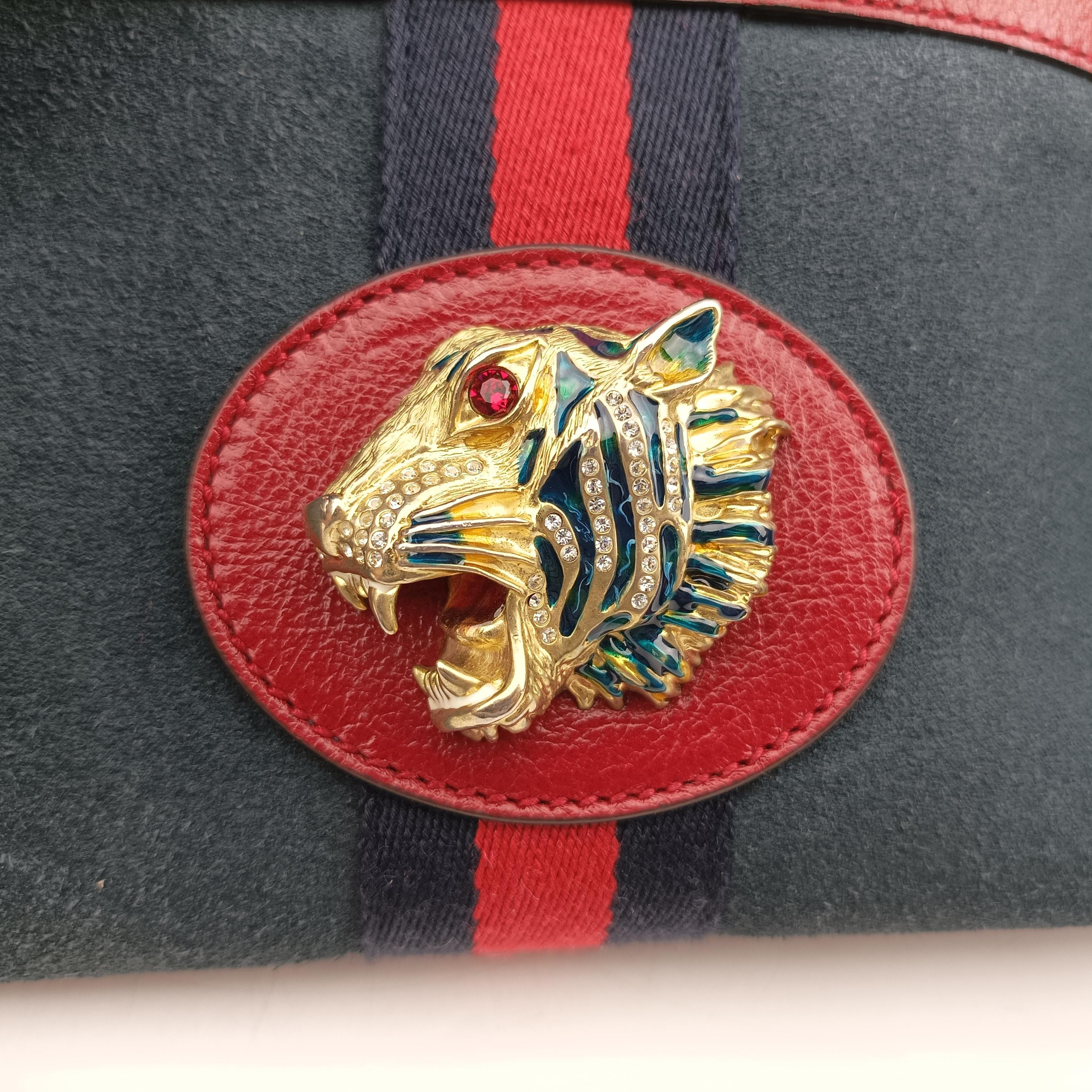 Vintage Gucci Rajah Navy×red Suede 537219 shoulderbag | stylenewstar