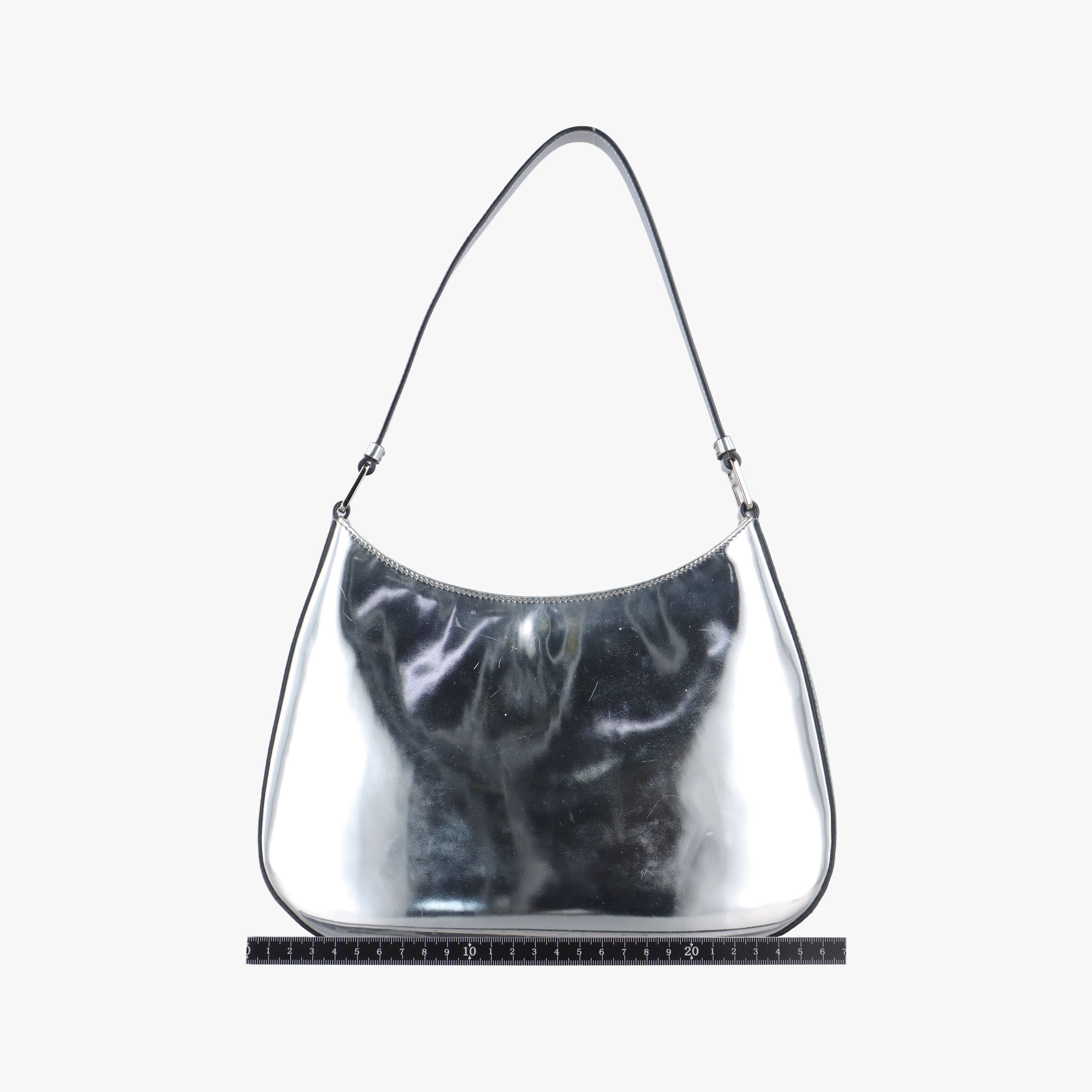 Pre-owned Prada Cleo Silver Enamel 1BC499 shoulderbag | stylenewstar