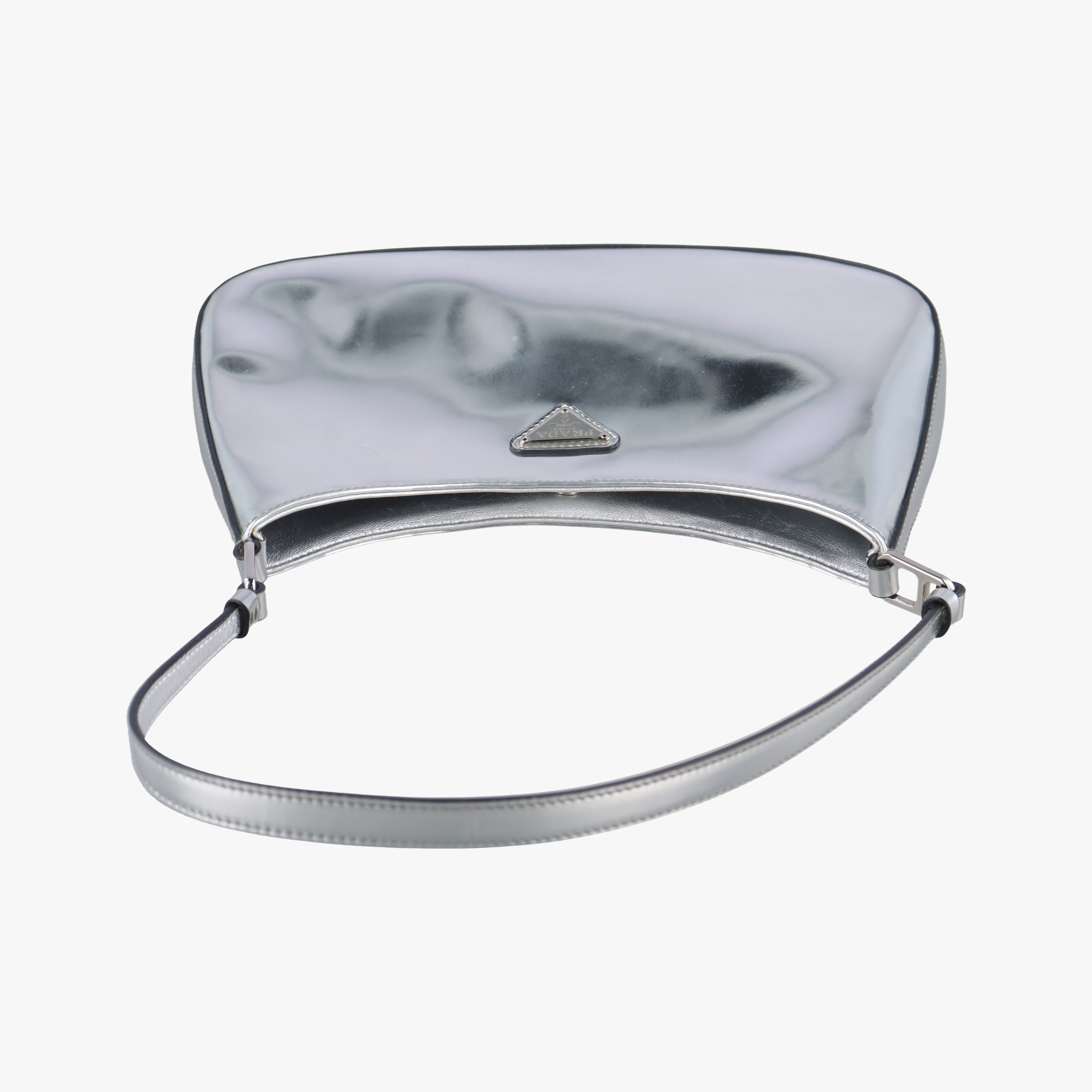 Pre-owned Prada Cleo Silver Enamel 1BC499 shoulderbag | stylenewstar