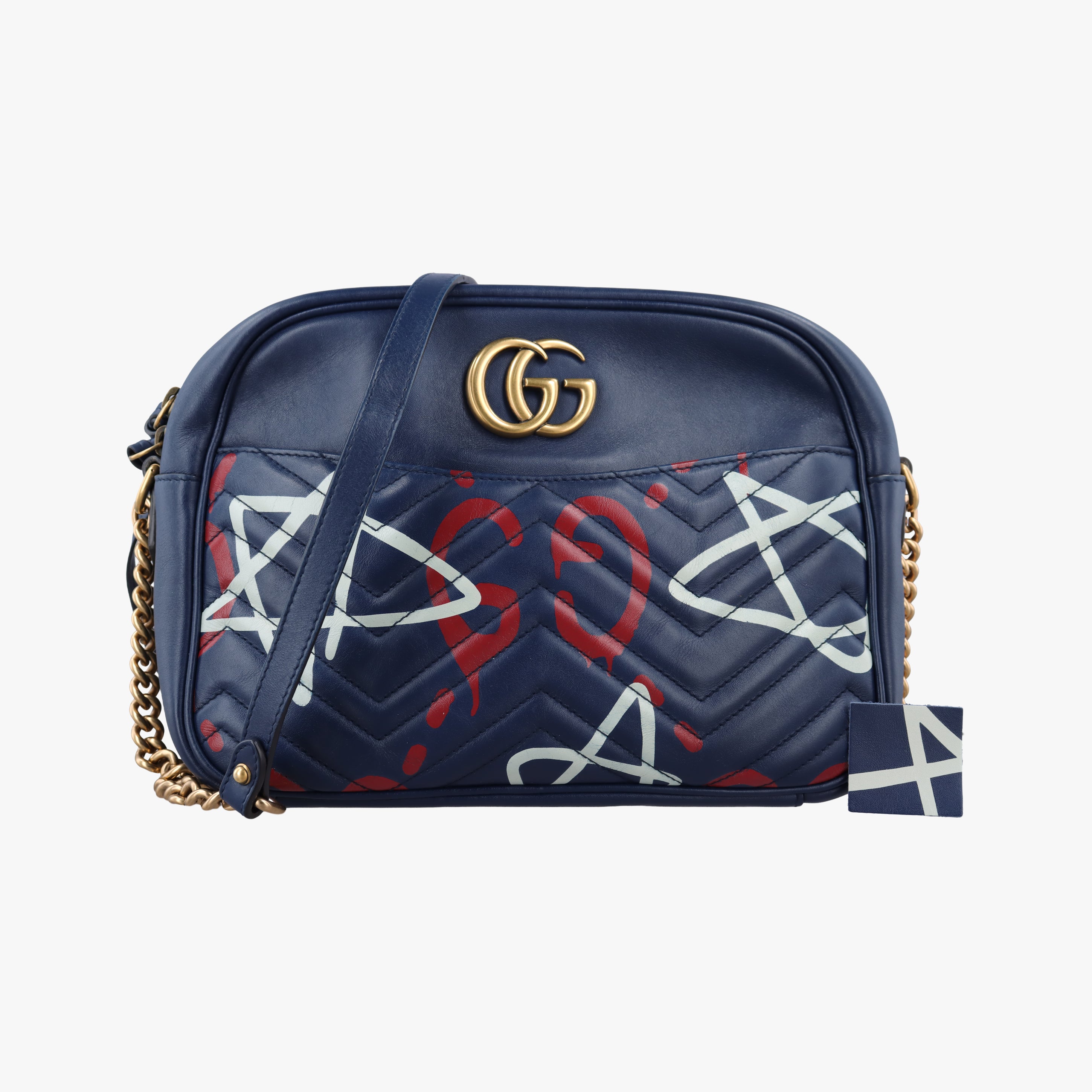 Pre-owned Gucci GG Marmont Blue Leather 443499 shoulderbag | stylenewstar