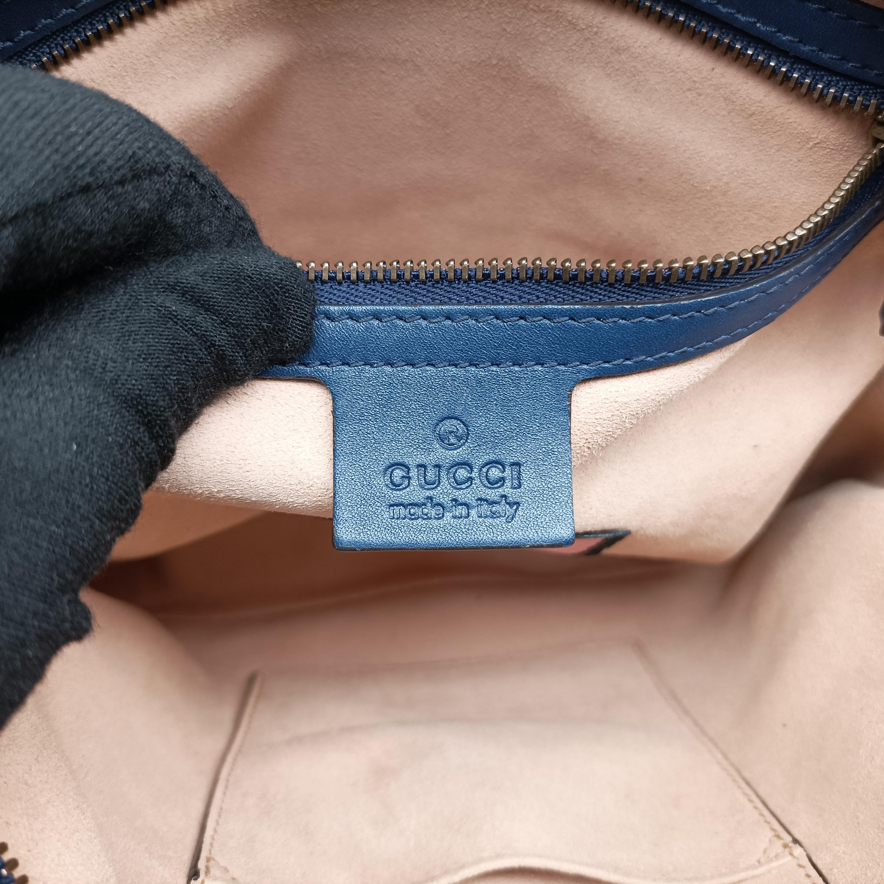 Pre-owned Gucci GG Marmont Blue Leather 443499 shoulderbag | stylenewstar