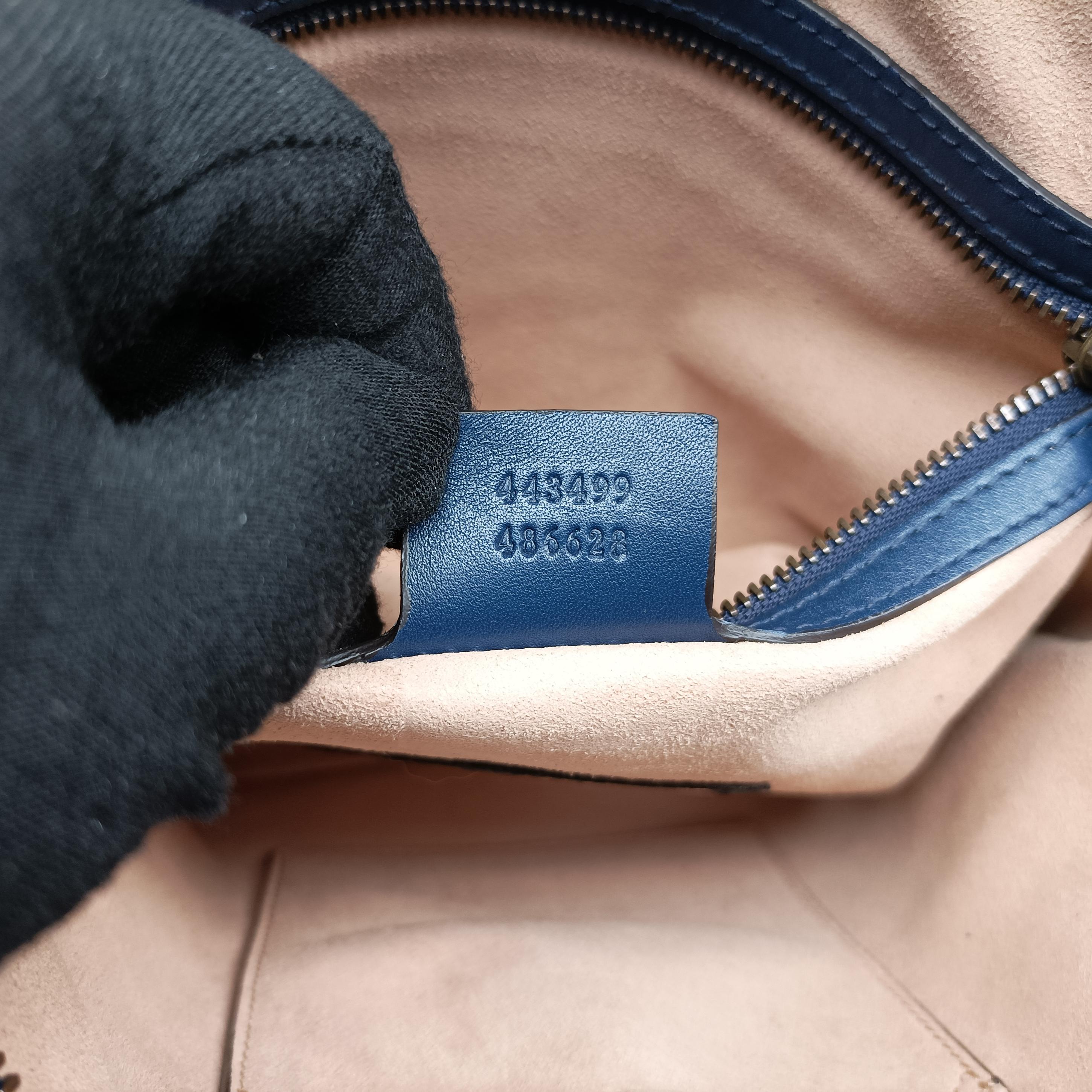 Pre-owned Gucci GG Marmont Blue Leather 443499 shoulderbag | stylenewstar