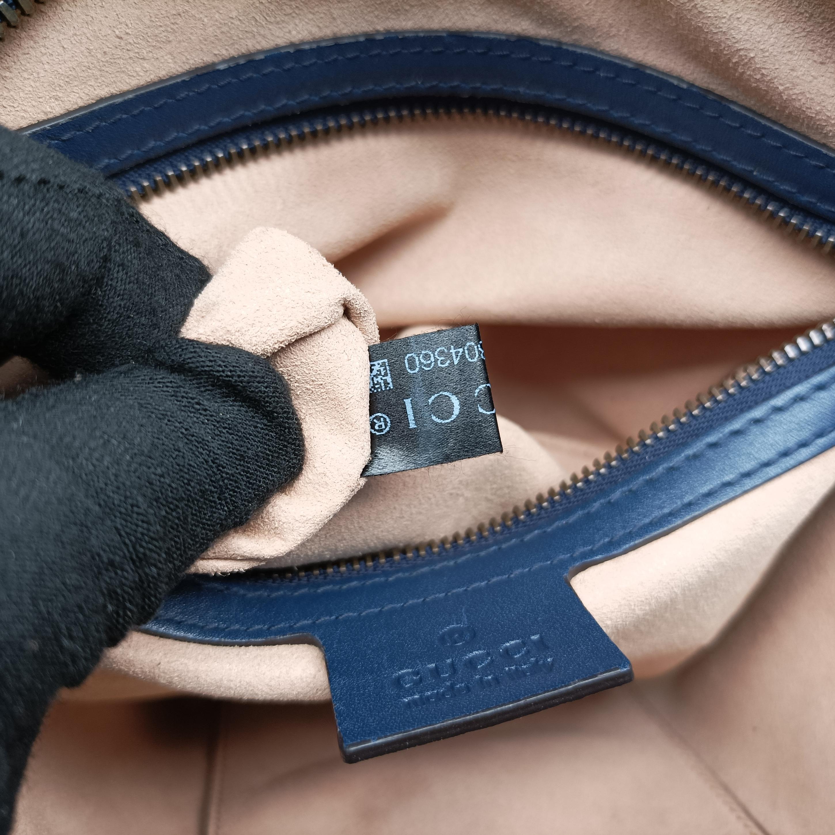 Pre-owned Gucci GG Marmont Blue Leather 443499 shoulderbag | stylenewstar