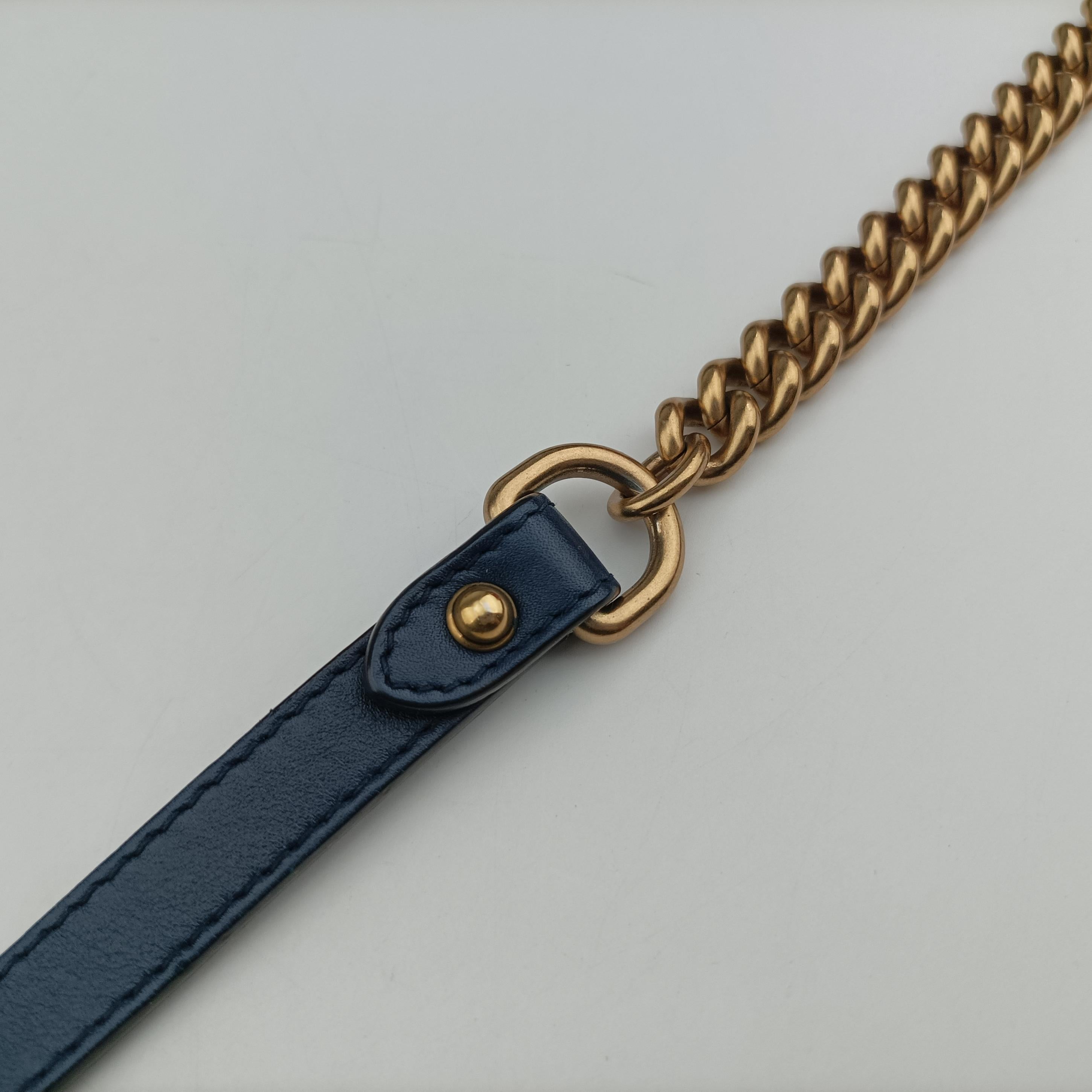 Pre-owned Gucci GG Marmont Blue Leather 443499 shoulderbag | stylenewstar