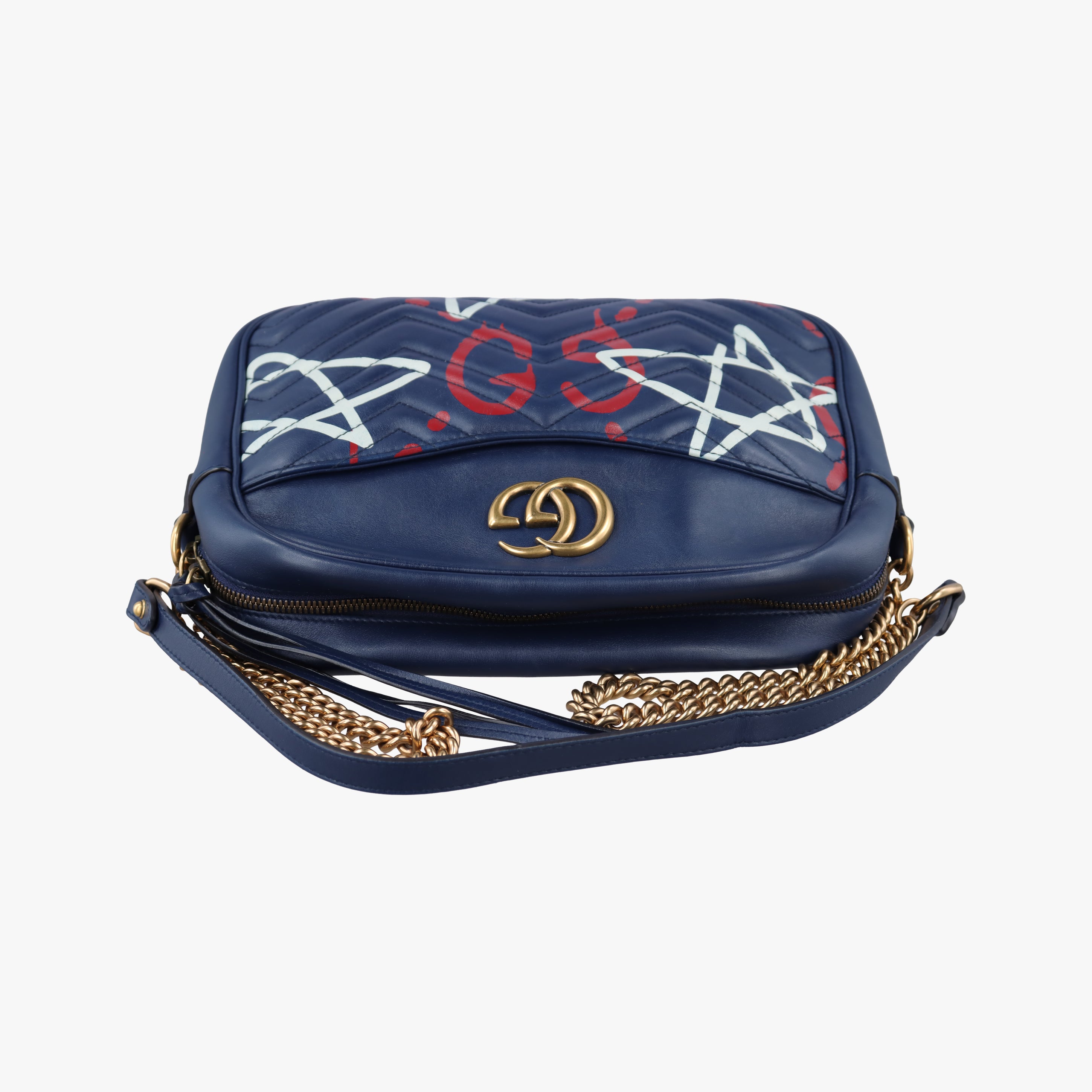 Pre-owned Gucci GG Marmont Blue Leather 443499 shoulderbag | stylenewstar