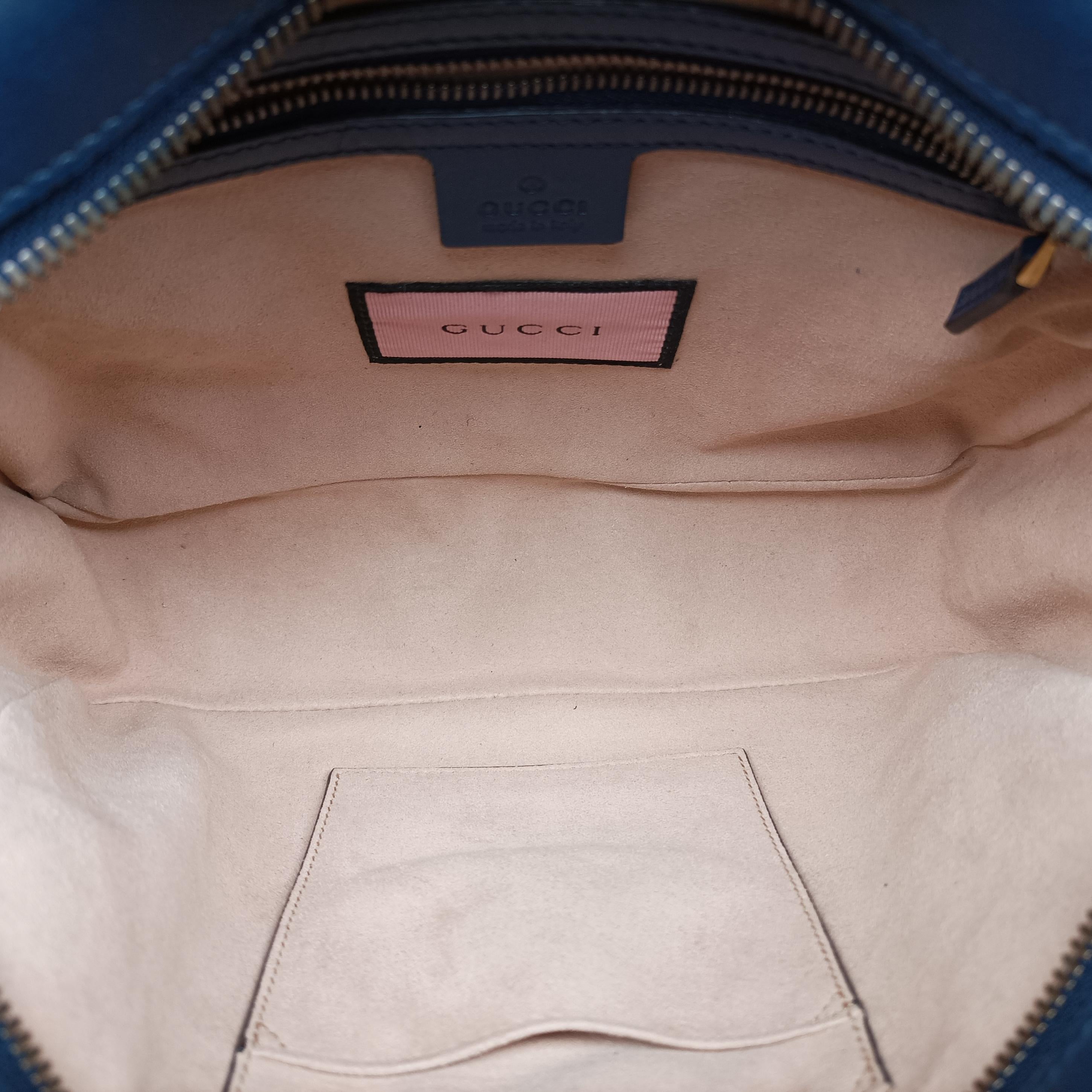Pre-owned Gucci GG Marmont Blue Leather 443499 shoulderbag | stylenewstar