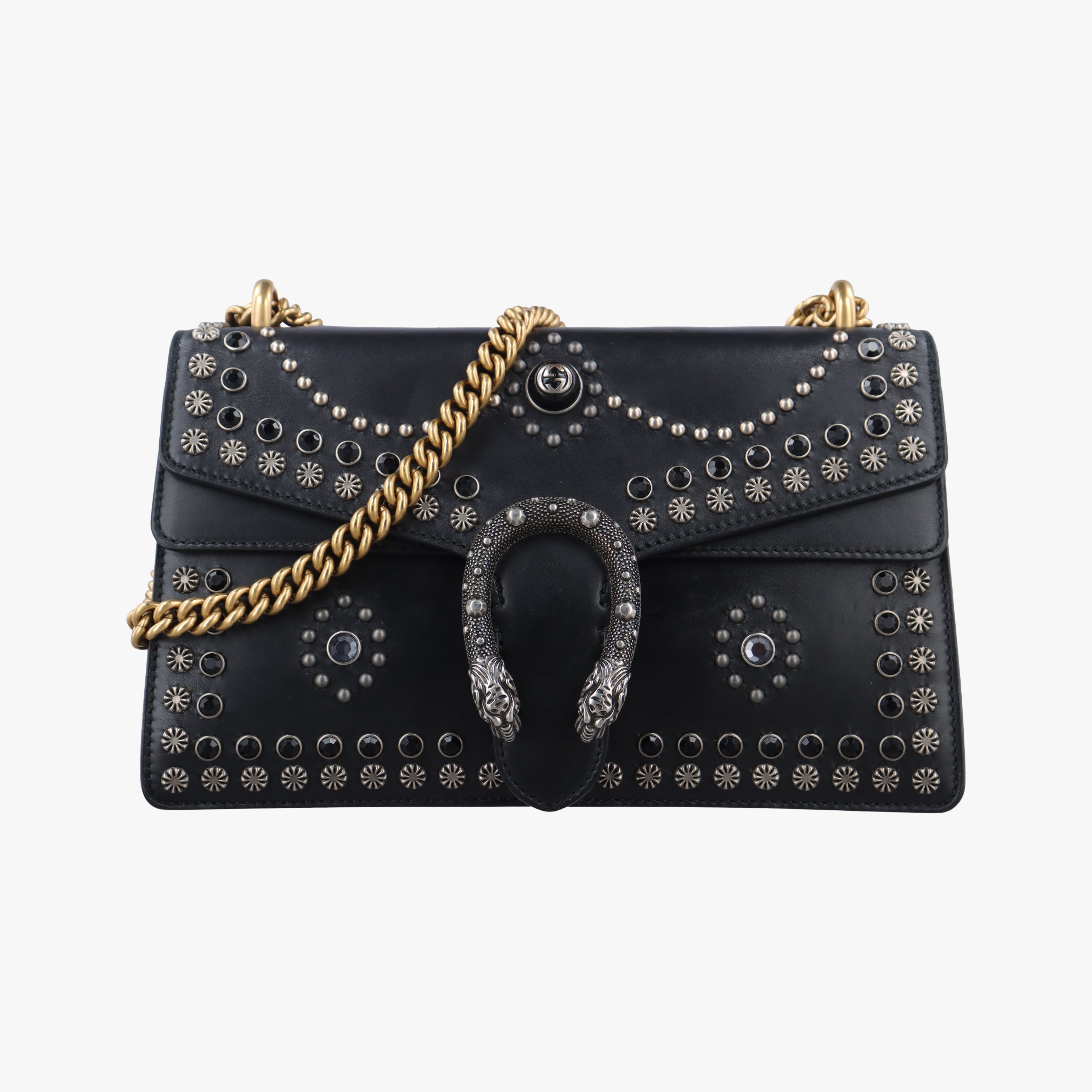 Pre-owned Gucci Dionysus Black Leather 400249 shoulderbag | stylenewstar