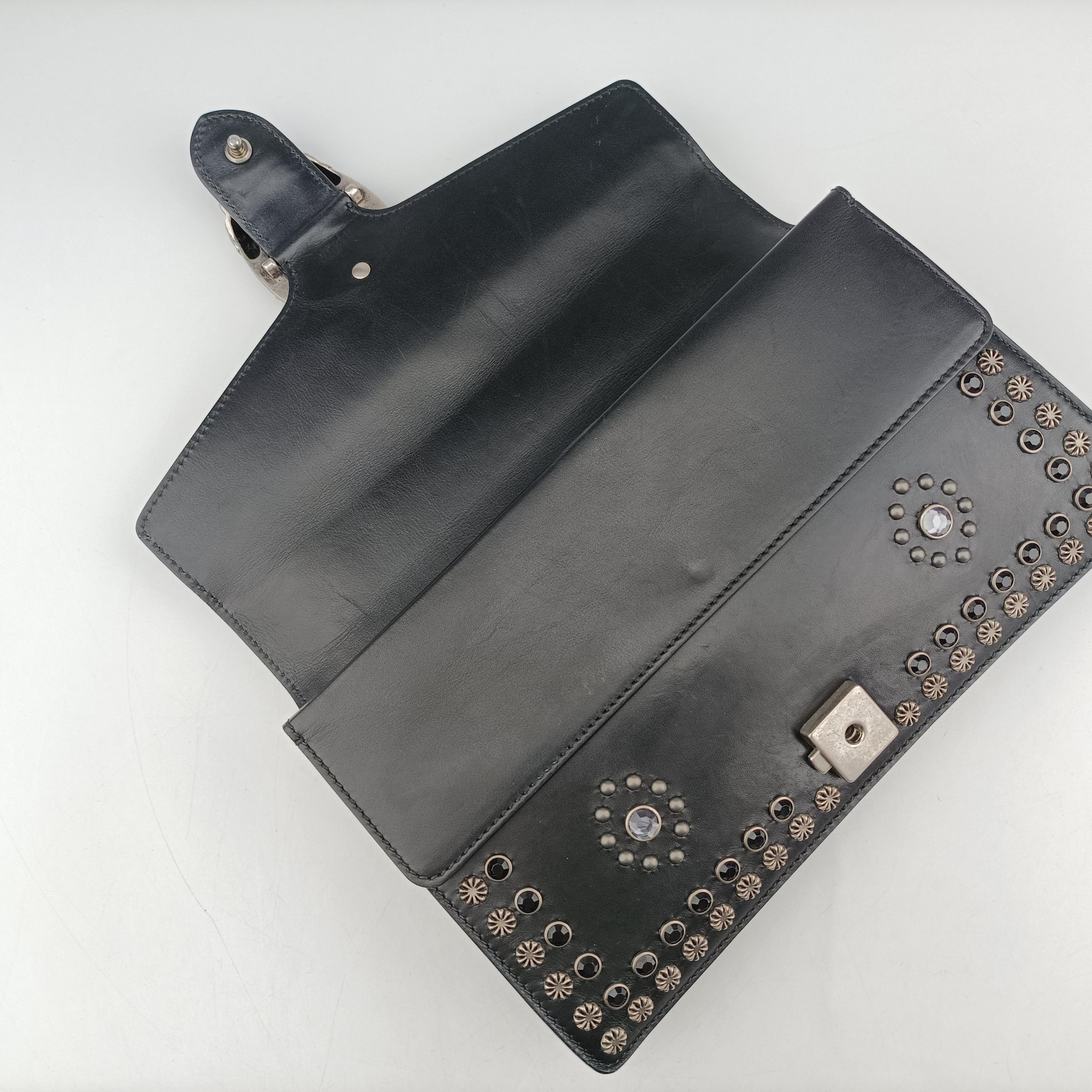 Pre-owned Gucci Dionysus Black Leather 400249 shoulderbag | stylenewstar
