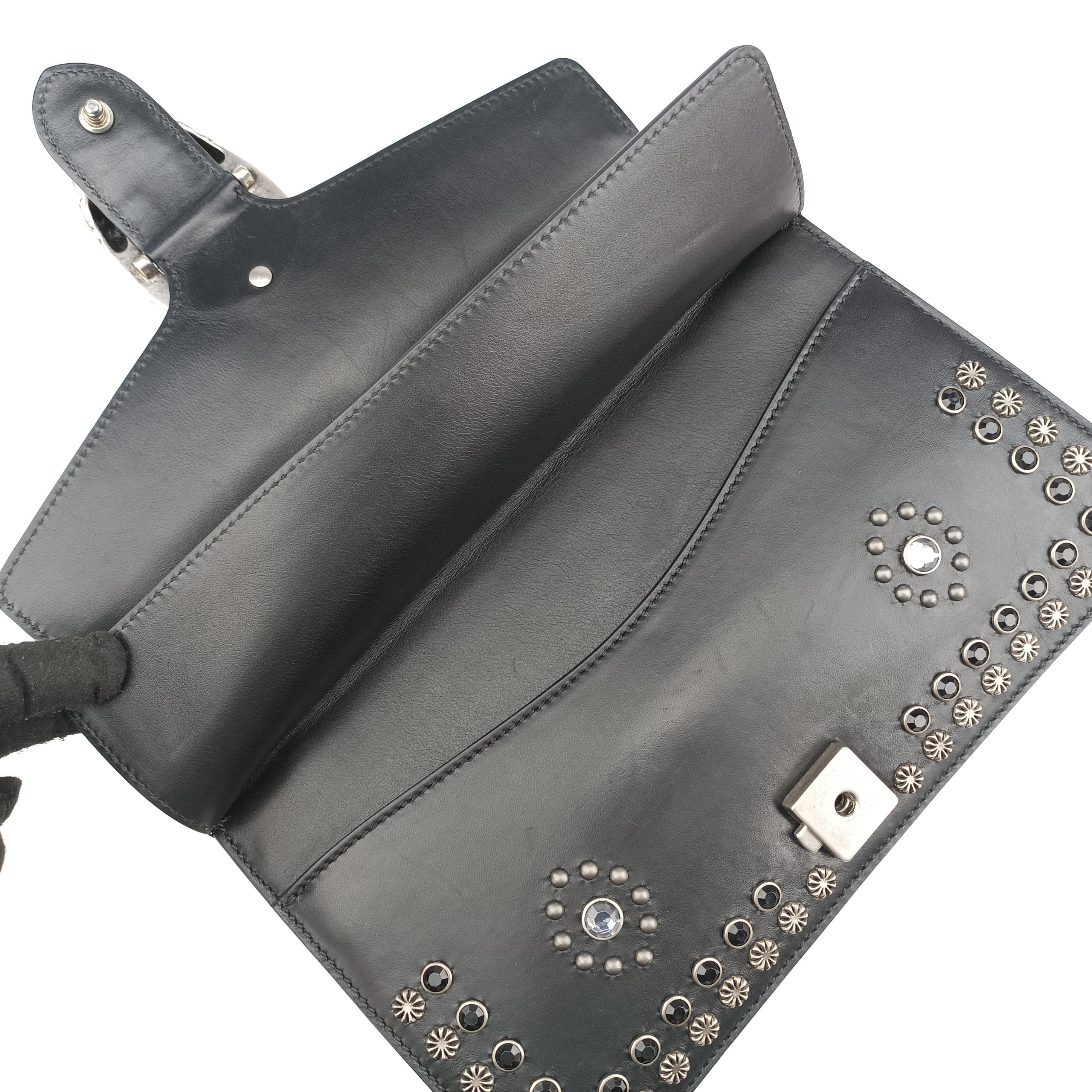Pre-owned Gucci Dionysus Black Leather 400249 shoulderbag | stylenewstar