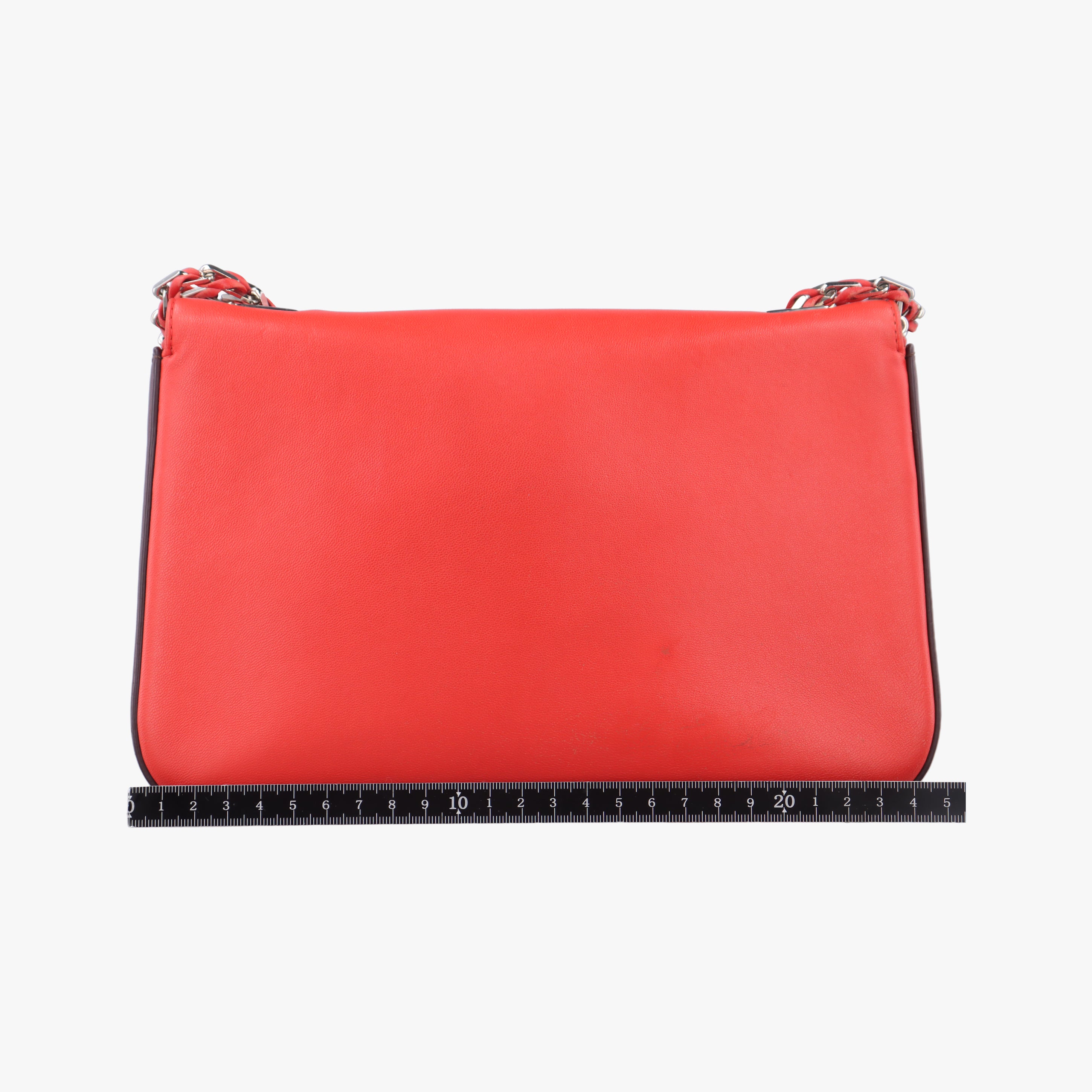 Pre-owned Fendi Be Baguette Red×Burgundy Leather 8BR677 shoulderbag | stylenewstar