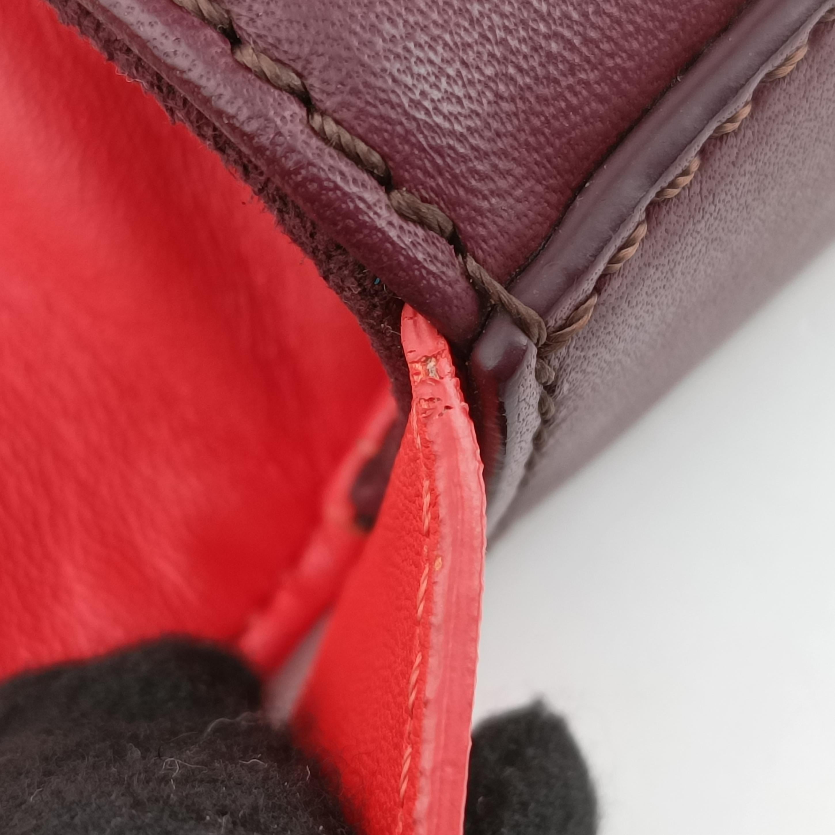 Pre-owned Fendi Be Baguette Red×Burgundy Leather 8BR677 shoulderbag | stylenewstar