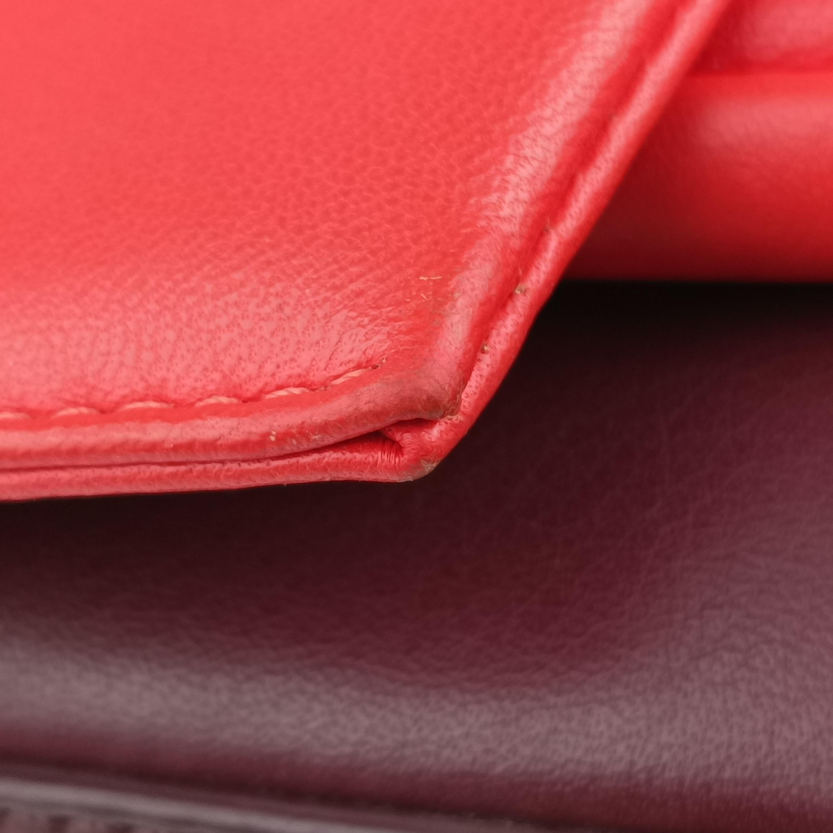 Pre-owned Fendi Be Baguette Red×Burgundy Leather 8BR677 shoulderbag | stylenewstar