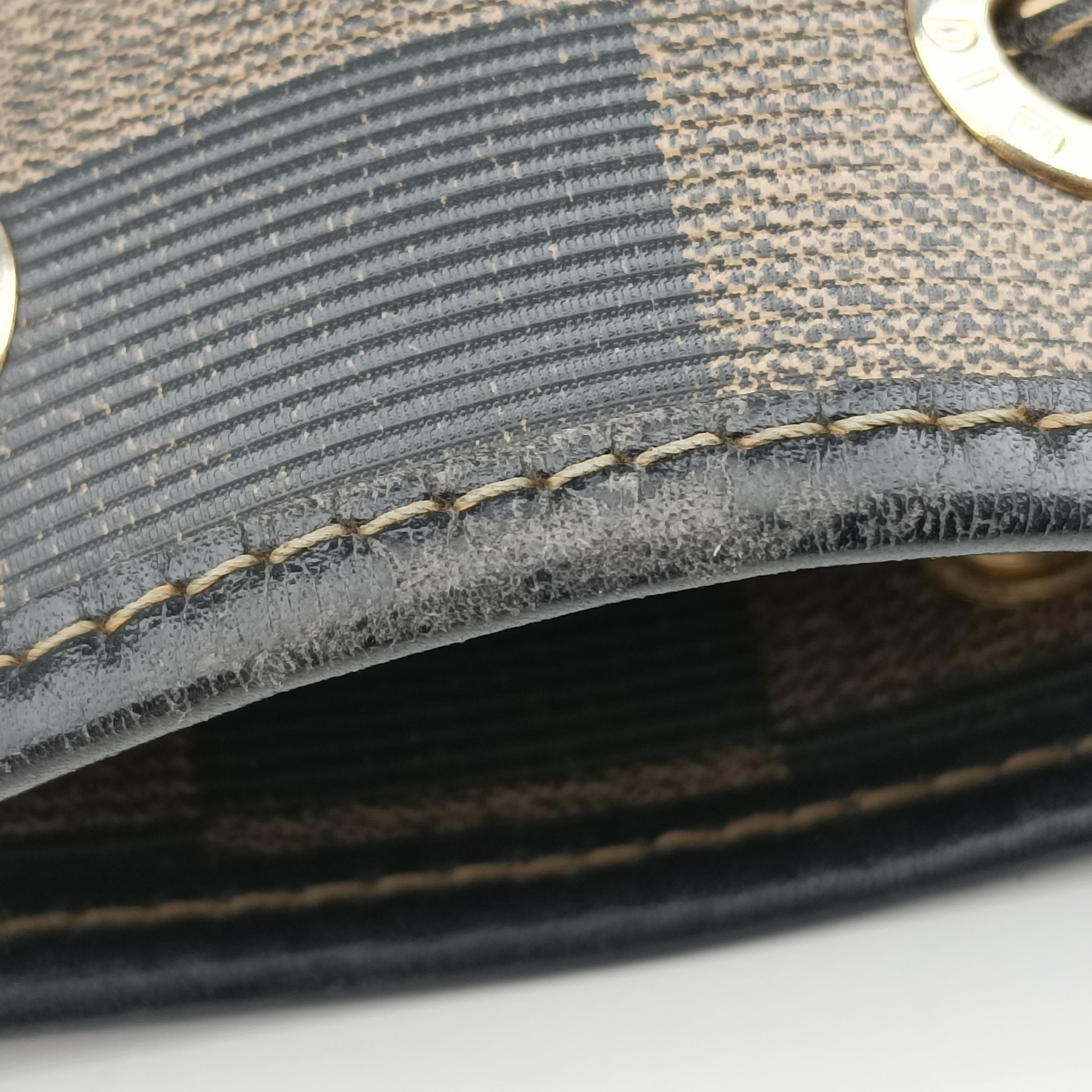 Pre-owned Fendi block check bucket Brown×Black PVC coated canvas 13926 shoulderbag | stylenewstar