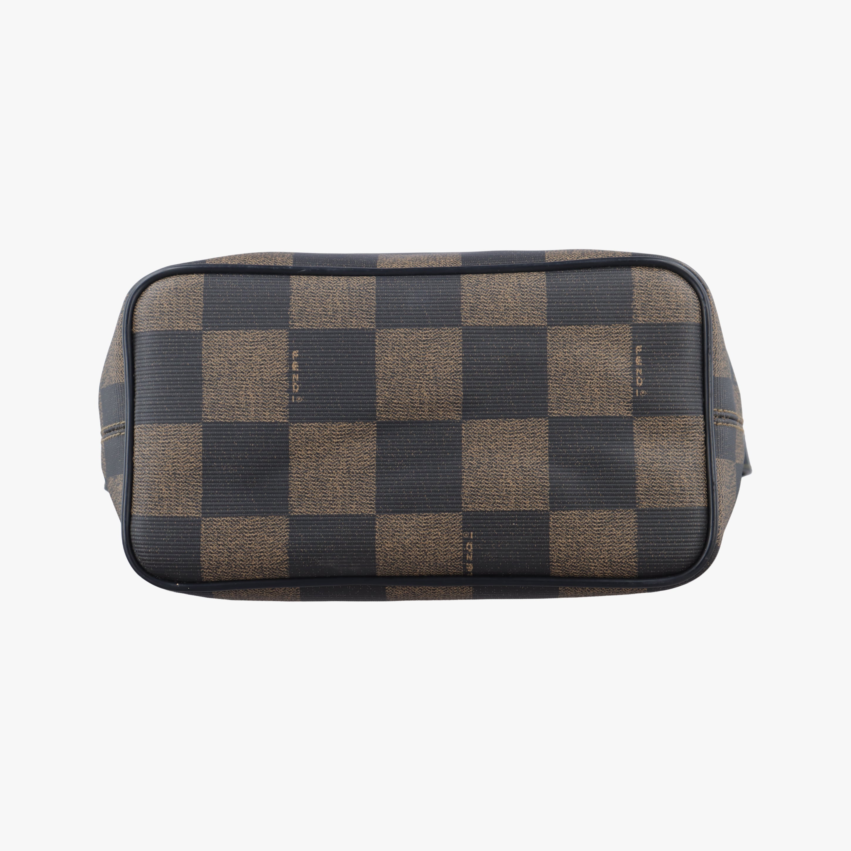 Pre-owned Fendi block check bucket Brown×Black PVC coated canvas 13926 shoulderbag | stylenewstar