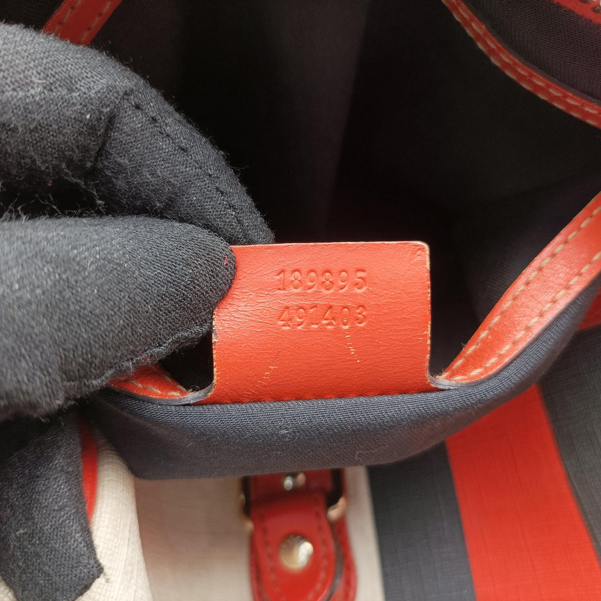 Pre-owned Gucci GG Supreme Joyline White x Black x Orange PVC coated canvas×leather 189895 handbag | stylenewstar