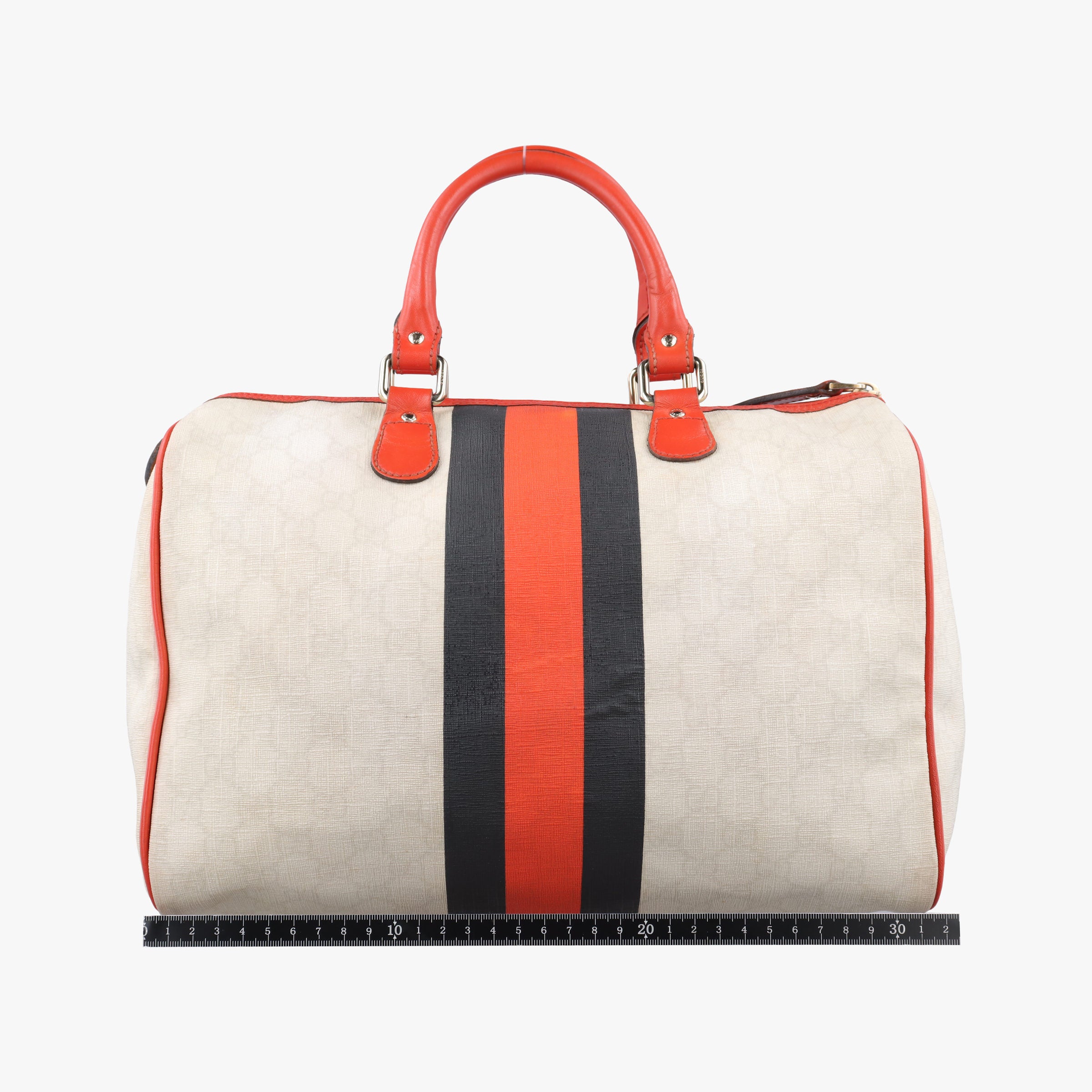 Pre-owned Gucci GG Supreme Joyline White x Black x Orange PVC coated canvas×leather 189895 handbag | stylenewstar