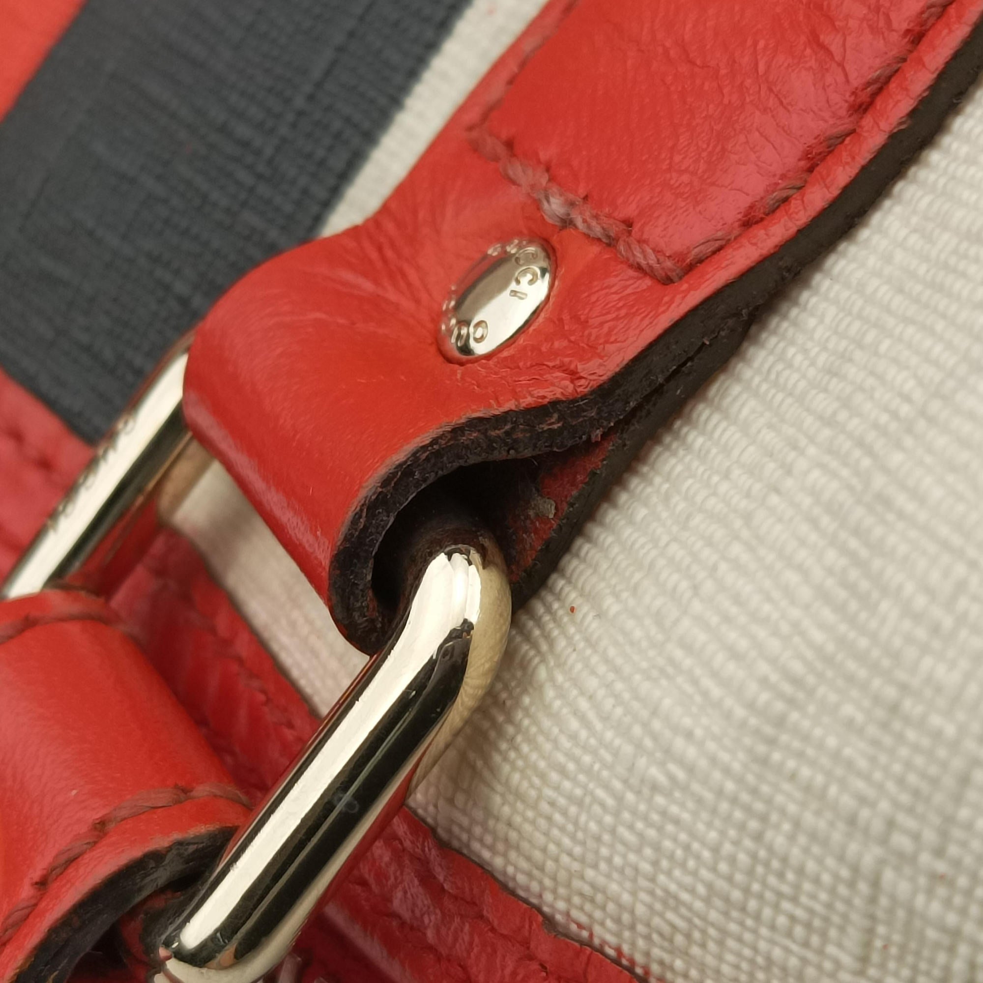 Pre-owned Gucci GG Supreme Joyline White x Black x Orange PVC coated canvas×leather 189895 handbag | stylenewstar