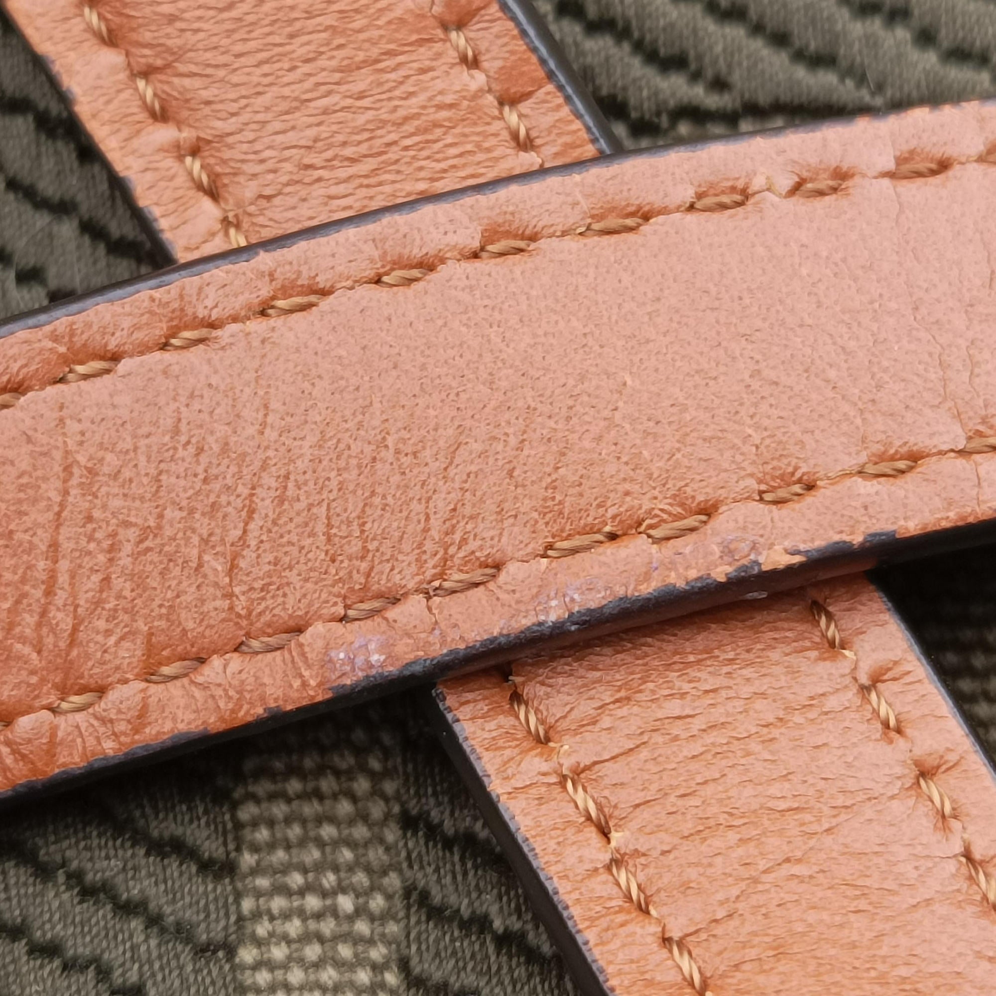 Pre-owned Fendi Peekaboo Green×beige canvas×leather 8BH374 shoulderbag | stylenewstar