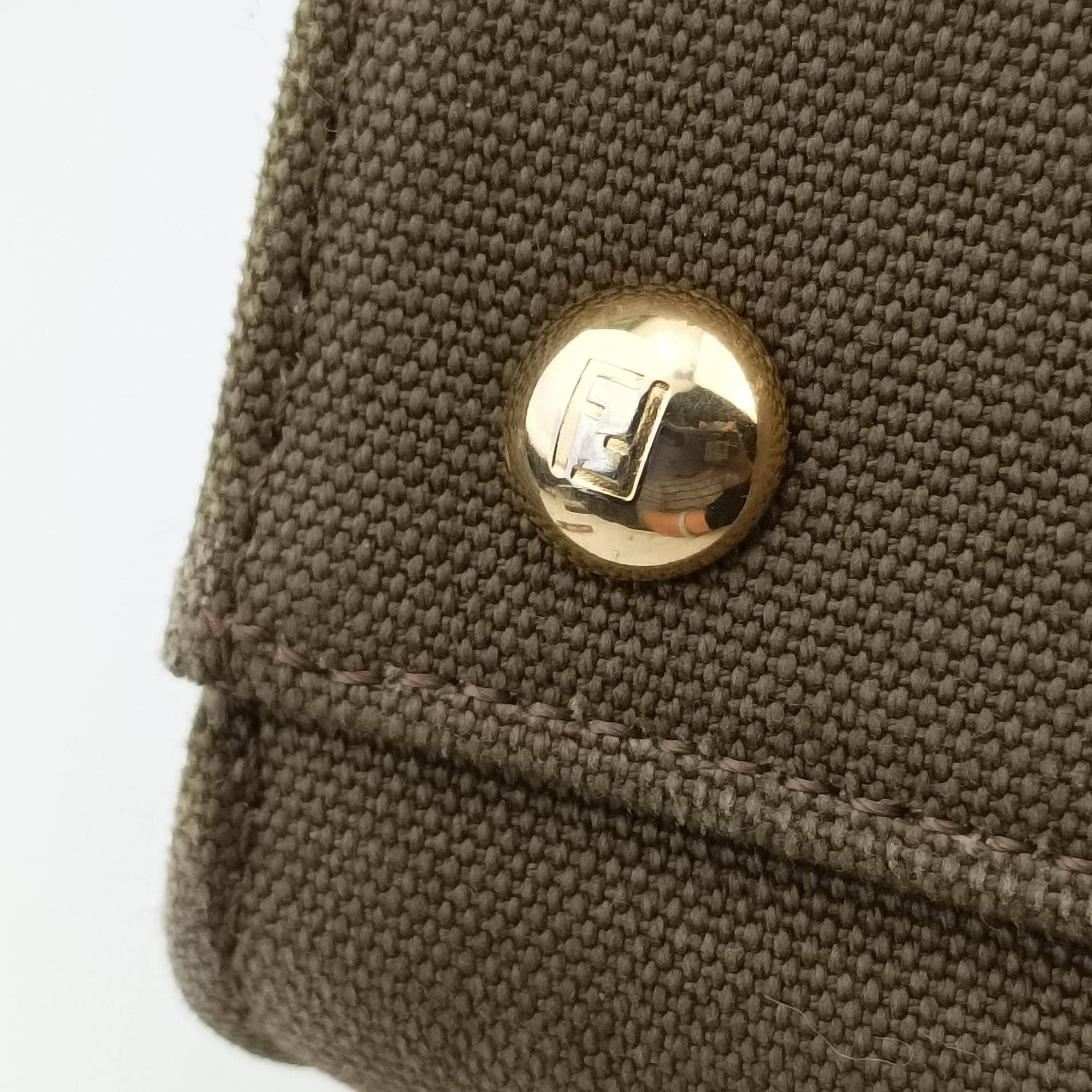 Pre-owned Fendi Peekaboo Green×beige canvas×leather 8BH374 shoulderbag | stylenewstar