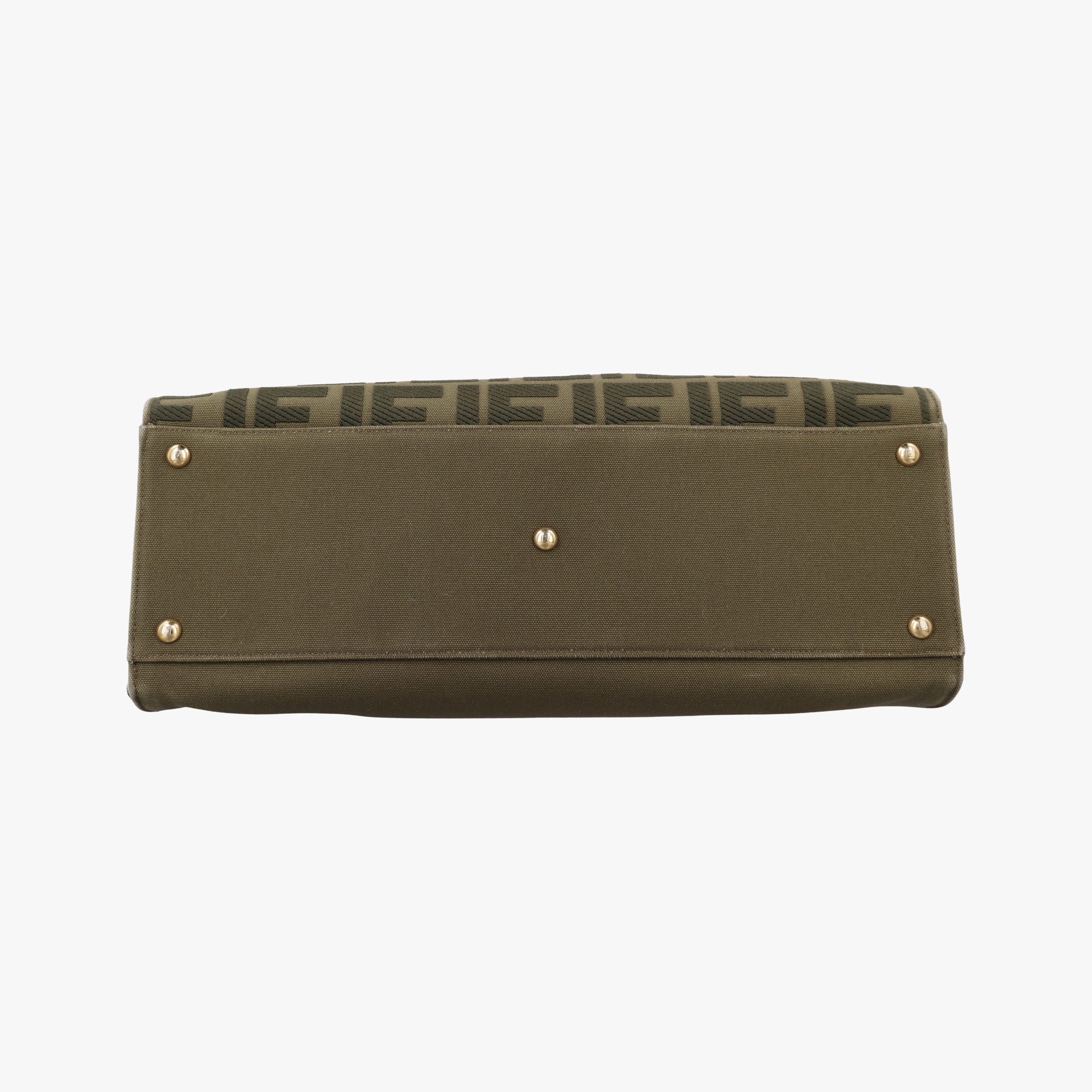 Pre-owned Fendi Peekaboo Green×beige canvas×leather 8BH374 shoulderbag | stylenewstar