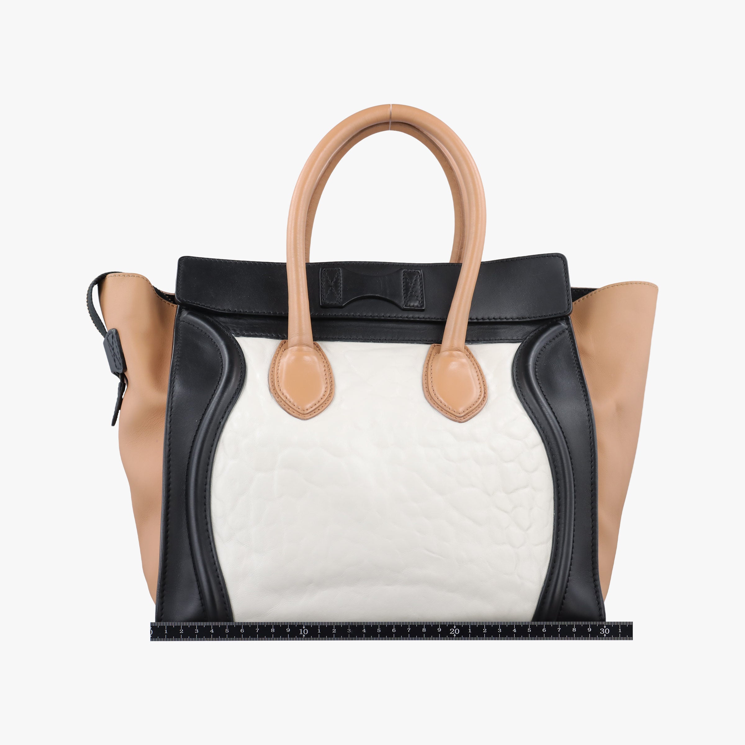 Secondhand Celine Luggage Mini Shopper Beige×white×black Leather  handbag | stylenewstar