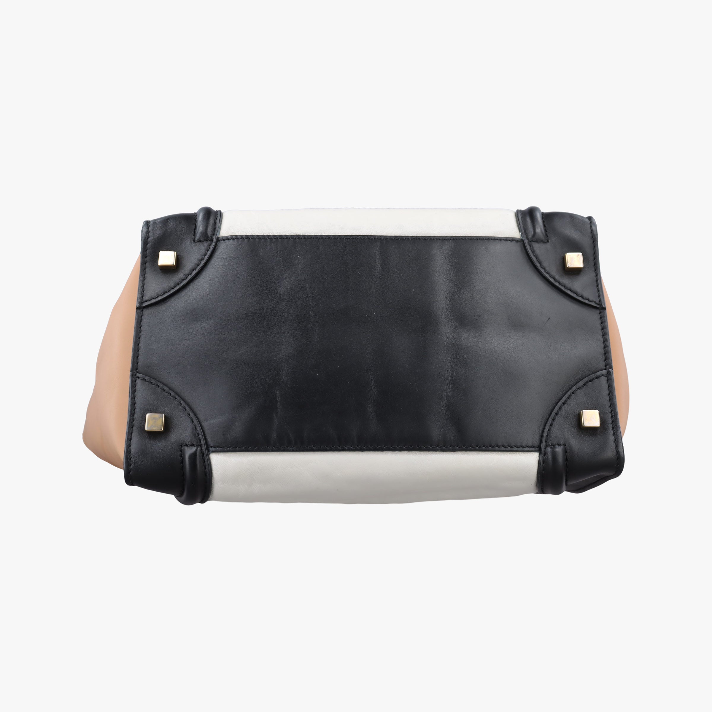 Secondhand Celine Luggage Mini Shopper Beige×white×black Leather  handbag | stylenewstar