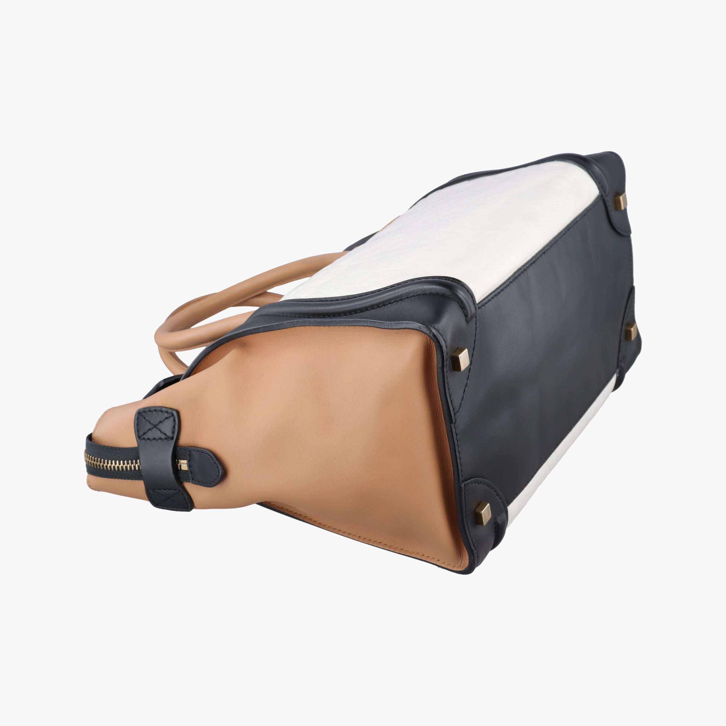 Secondhand Celine Luggage Mini Shopper Beige×white×black Leather  handbag | stylenewstar
