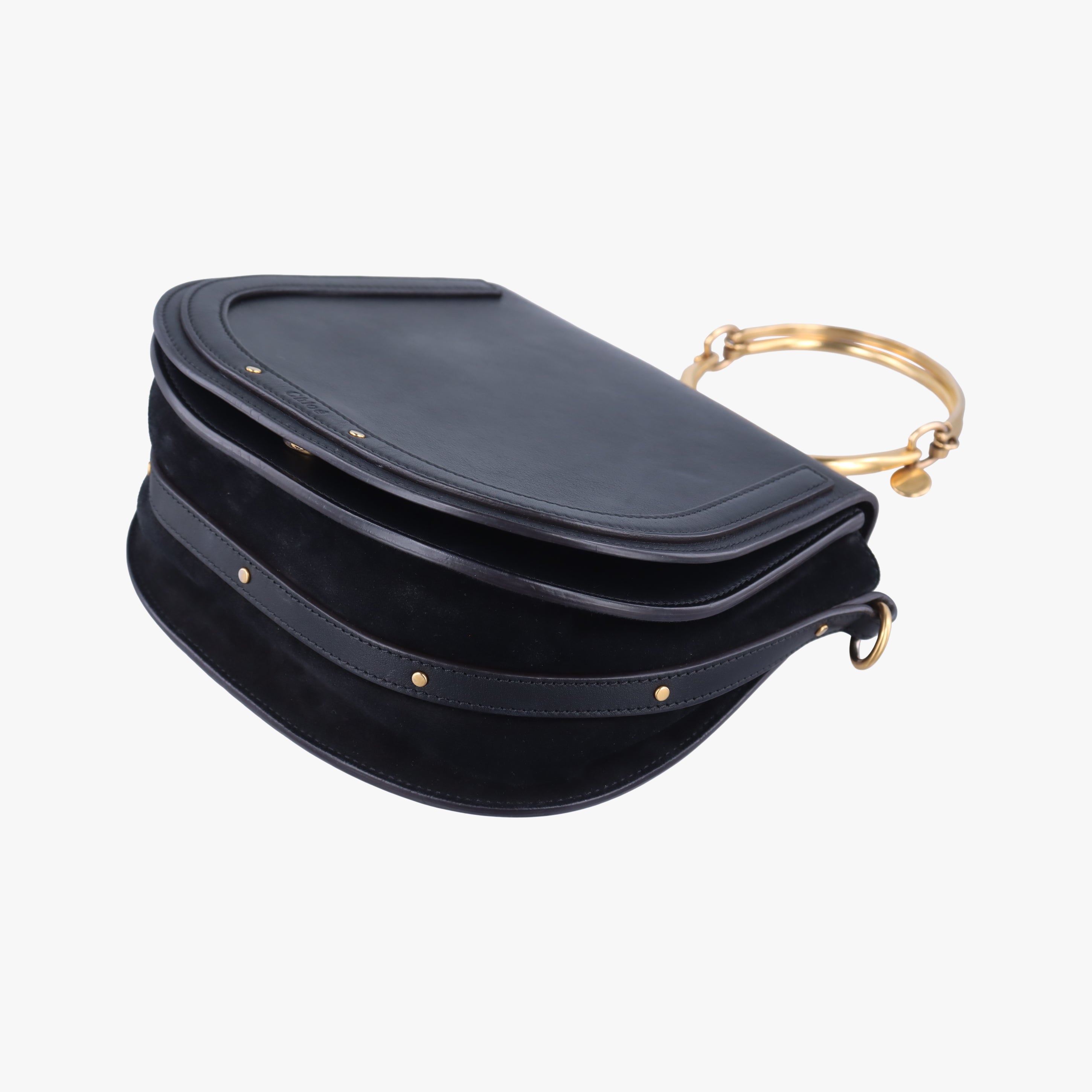 Pre-owned Chloe Bracelet Nile Black Leather  shoulderbag | stylenewstar