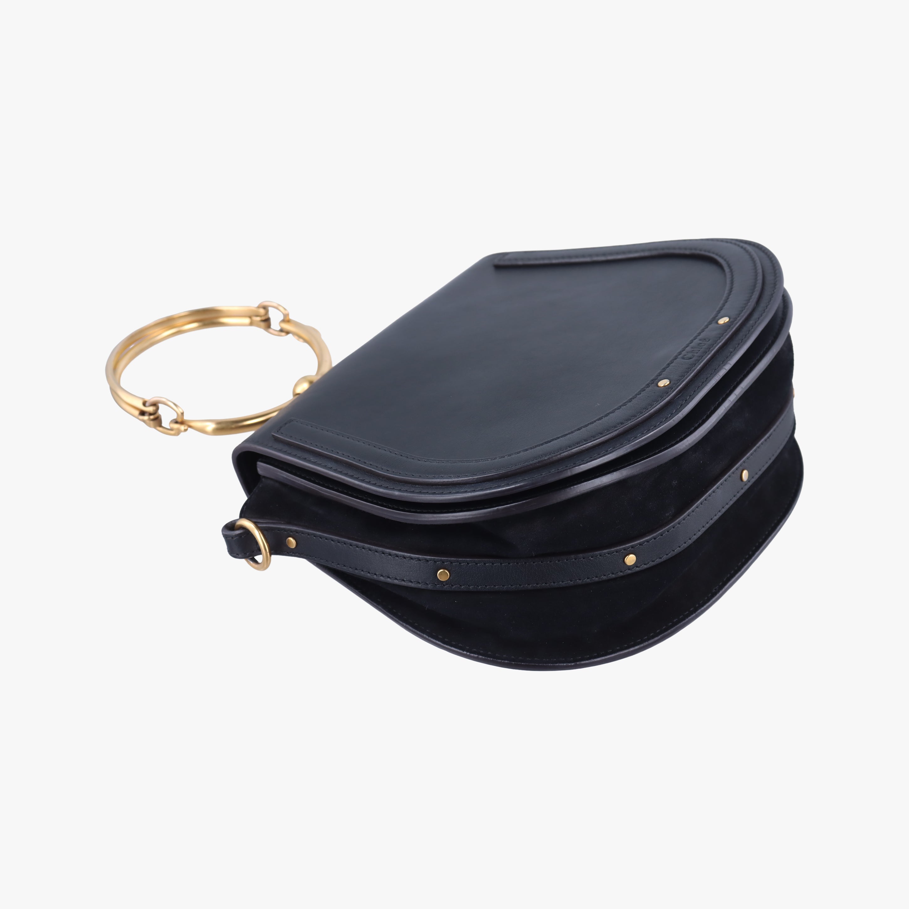 Pre-owned Chloe Bracelet Nile Black Leather  shoulderbag | stylenewstar