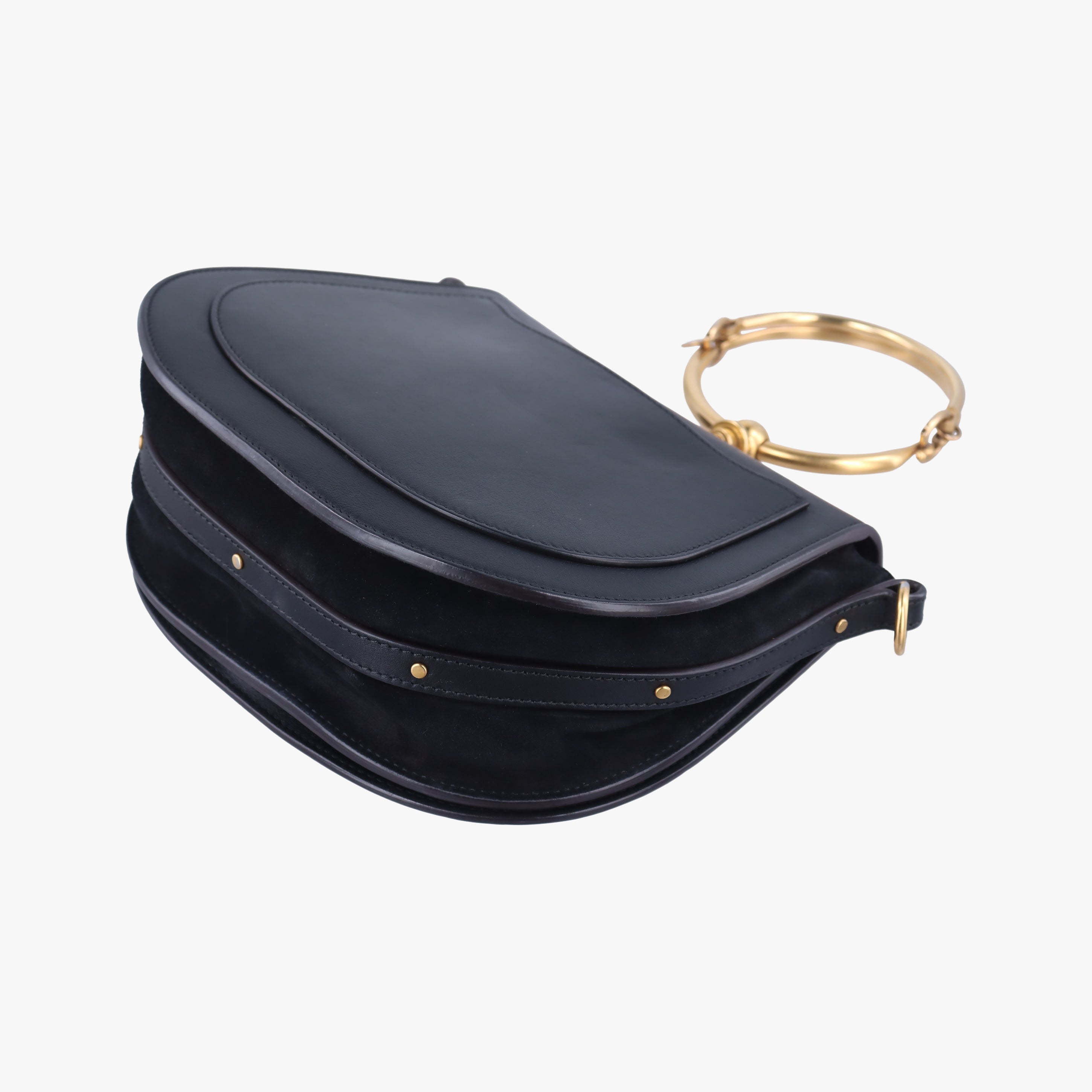 Pre-owned Chloe Bracelet Nile Black Leather  shoulderbag | stylenewstar
