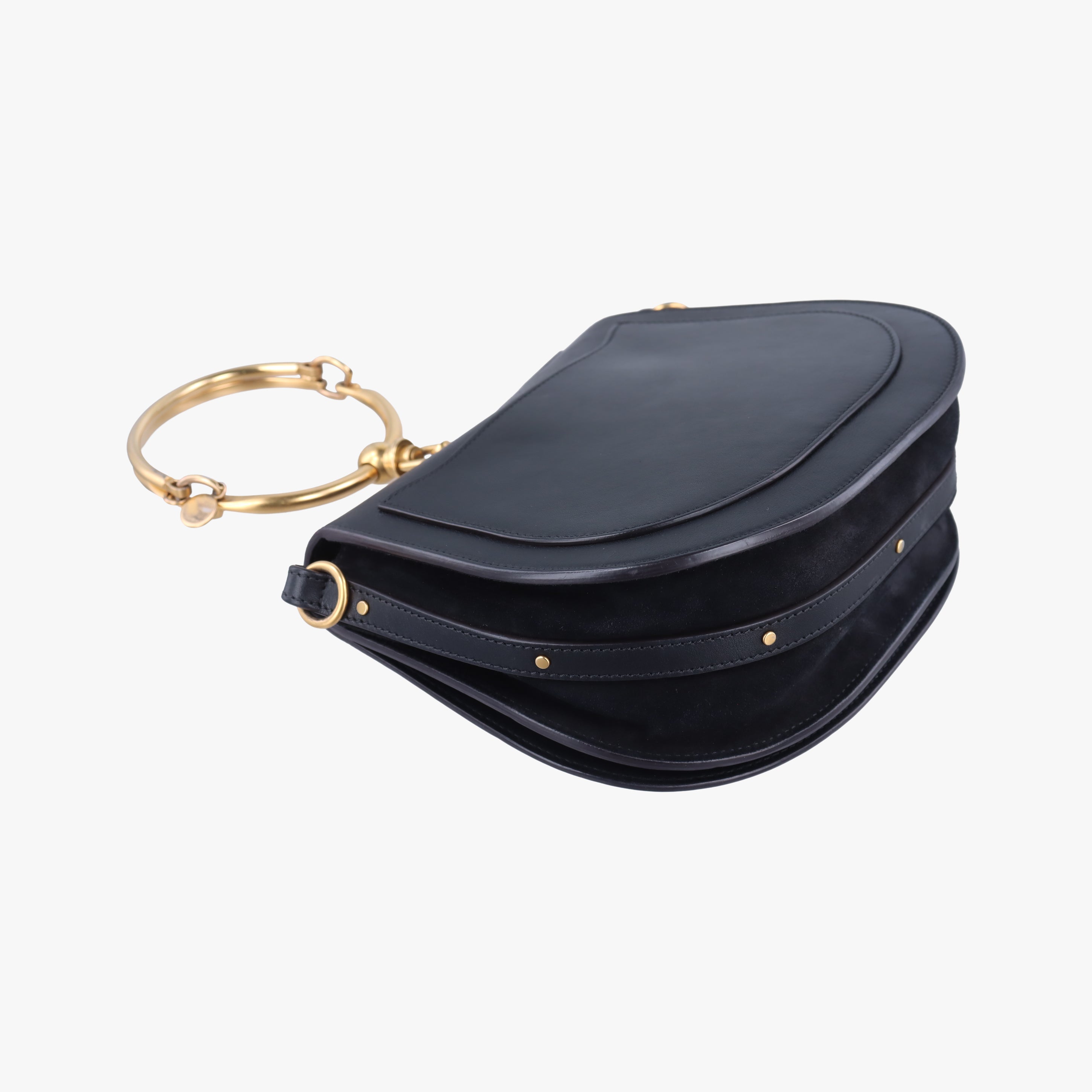 Pre-owned Chloe Bracelet Nile Black Leather  shoulderbag | stylenewstar