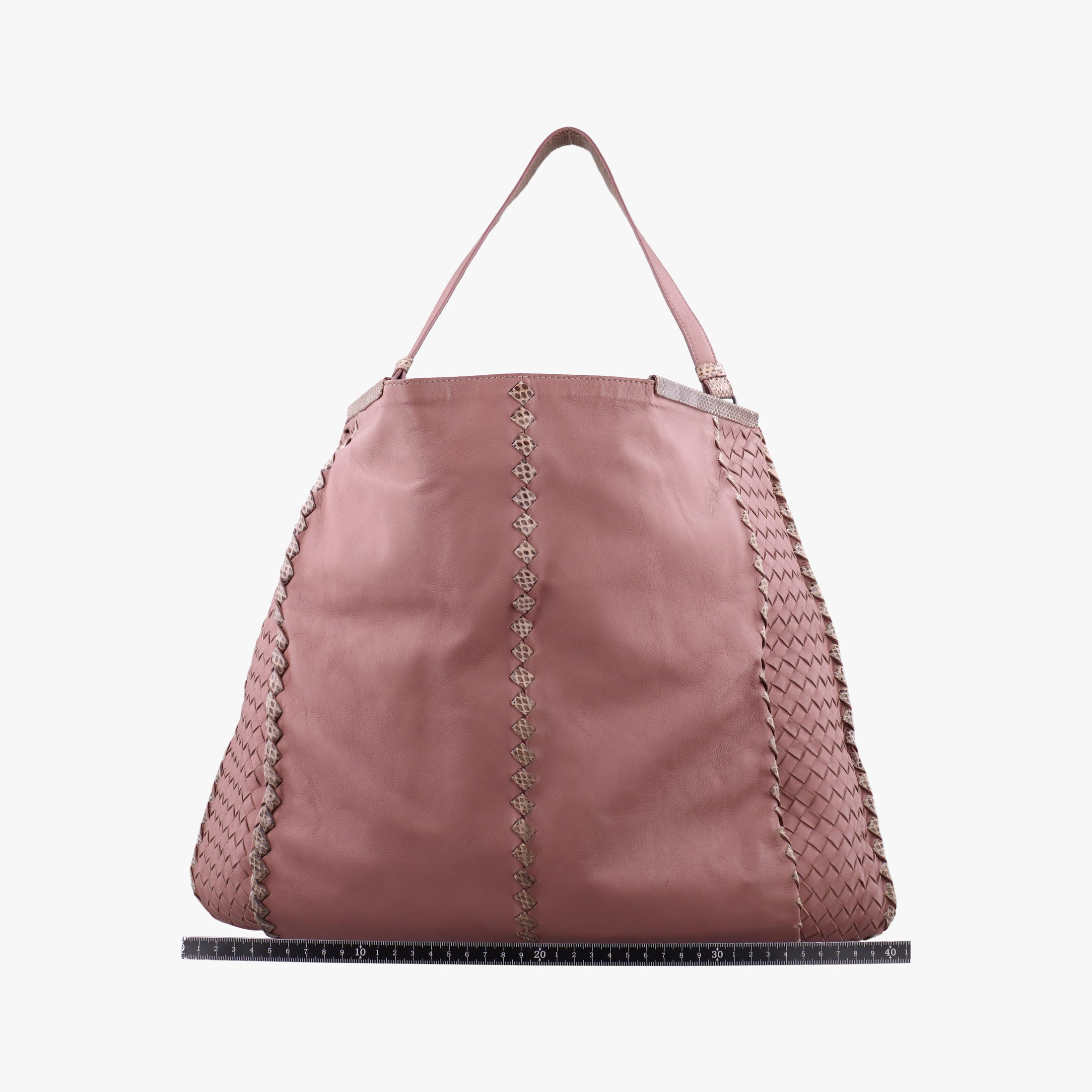Pre-owned Bottega Veneta Intrecciato pink×Multicolour Lambskin x Snakeskin  shoulderbag | stylenewstar