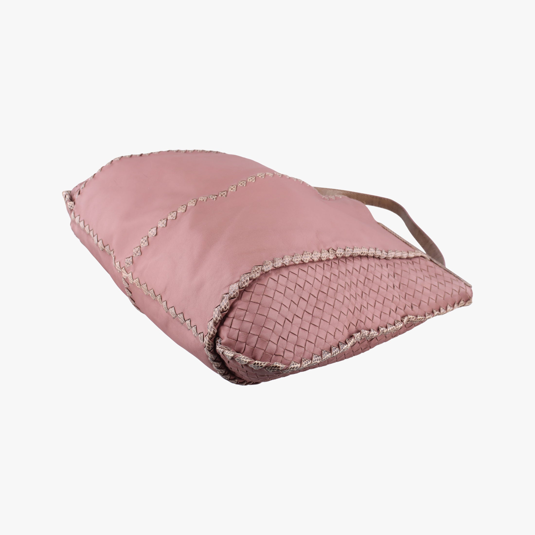 Pre-owned Bottega Veneta Intrecciato pink×Multicolour Lambskin x Snakeskin  shoulderbag | stylenewstar